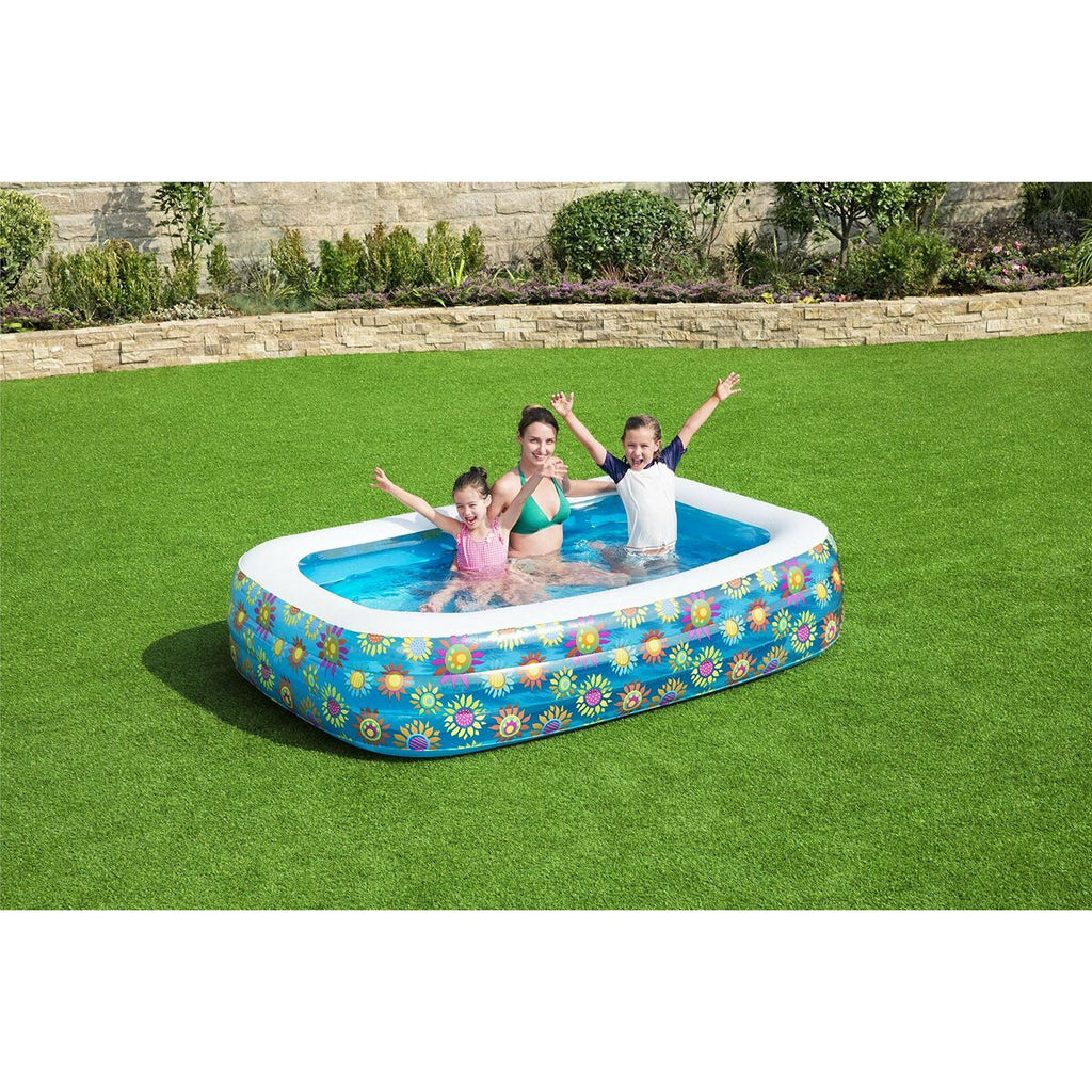 Bestway Inflatable Pool 3 Chambers Floral 229x152x56 cm +6 Years Garden 54120