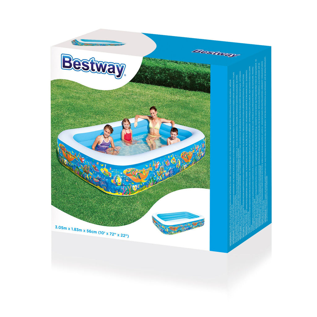 Bestway Inflatable Pool 3 Chambers Floral 305x183x56 cm +6 Years Garden 54121