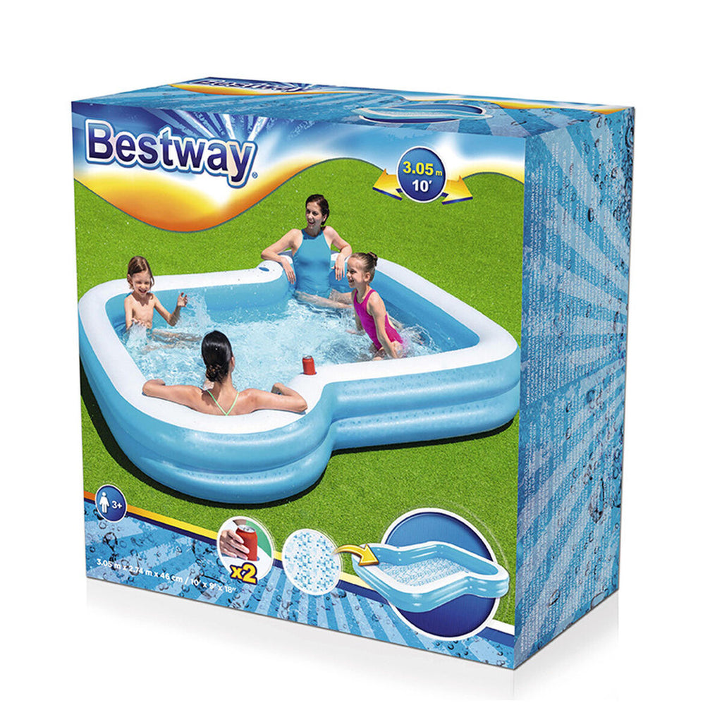Piscina Hinchable Bestway 2 Cámaras Familiar 305x274x46 cm +3 años Jardín 54321