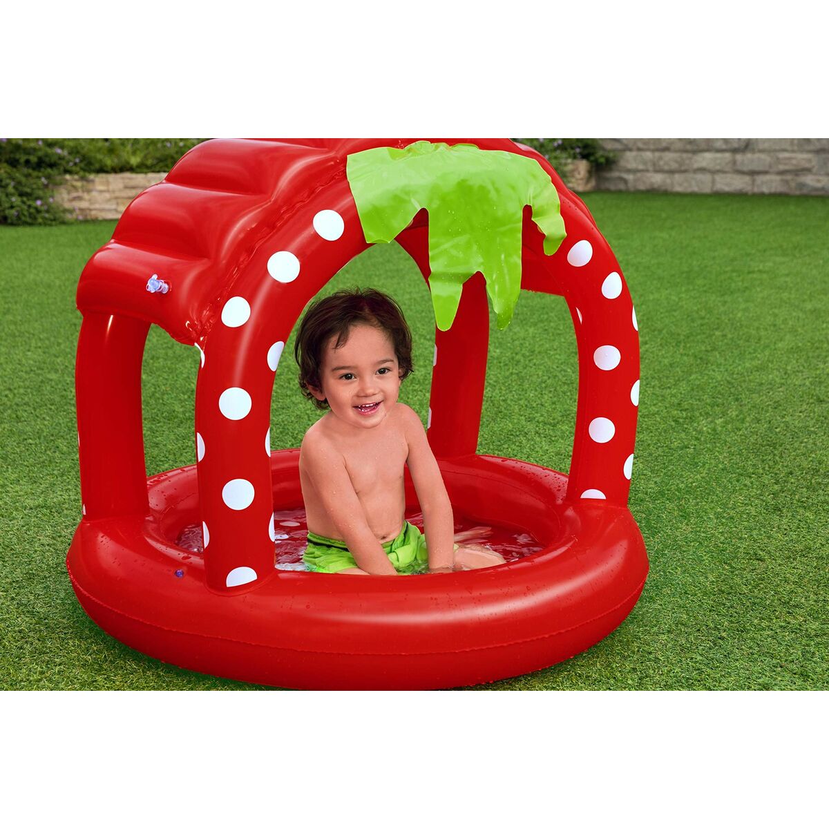 Bestway Piscina Inflável Infantil com Teto Solo Acolchoado 91x91x91 cm +2 Anos Jardim 52387