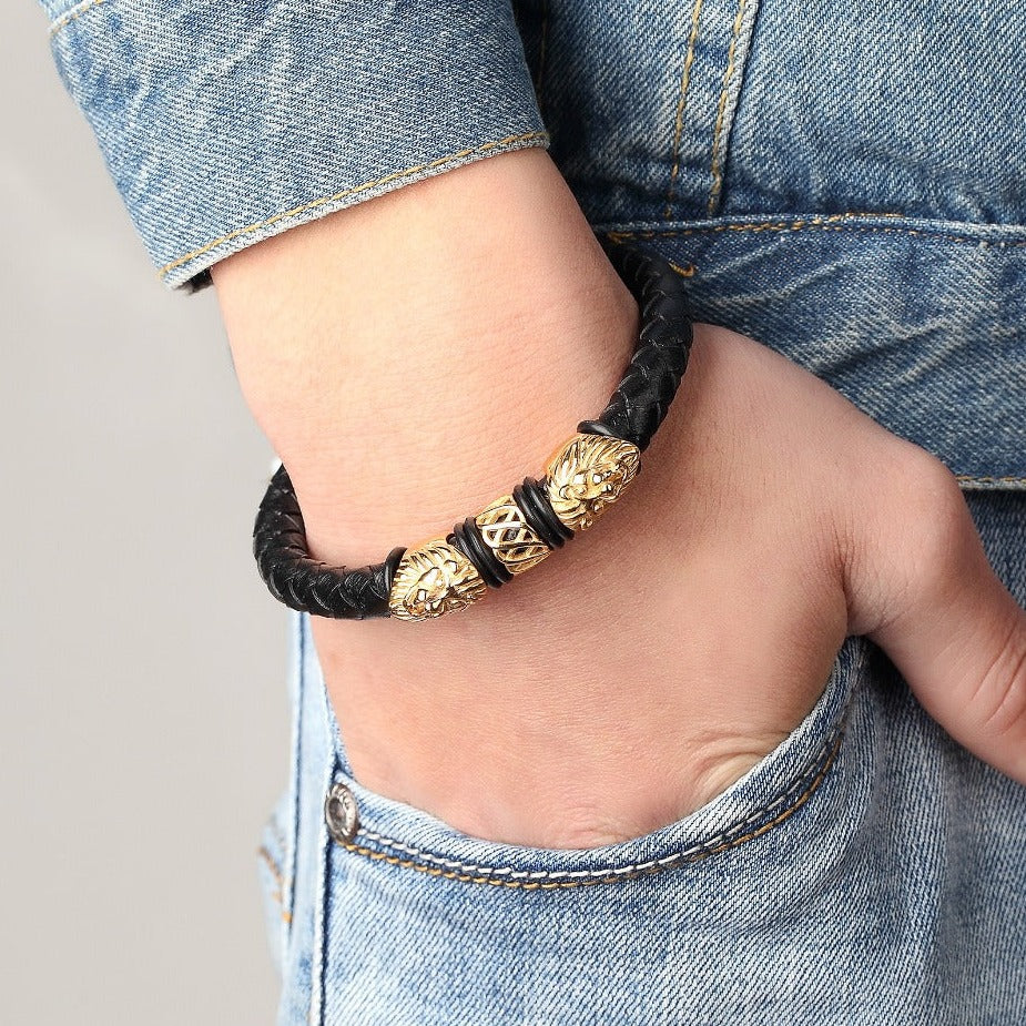 Leather and Stainless Steel Bracelet