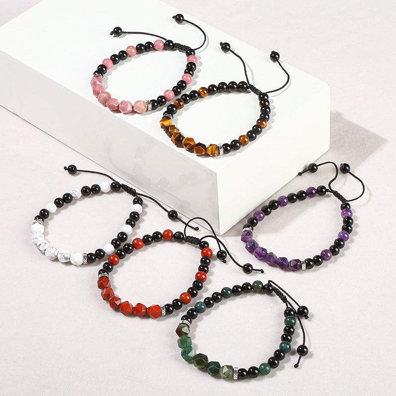 Bracelet with Diamond-Shaped Beads in Natural Stone