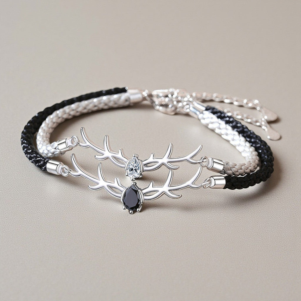 Pulseira de Corda Trançada com Zircónia