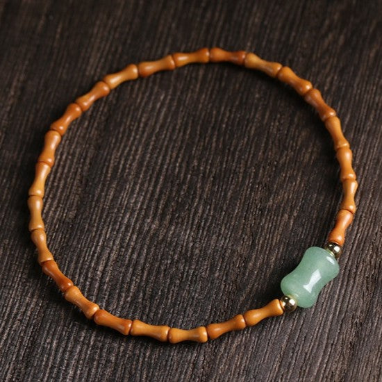Bamboo bracelet with green jade.