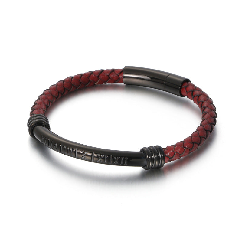 Leather and Stainless Steel Bracelet