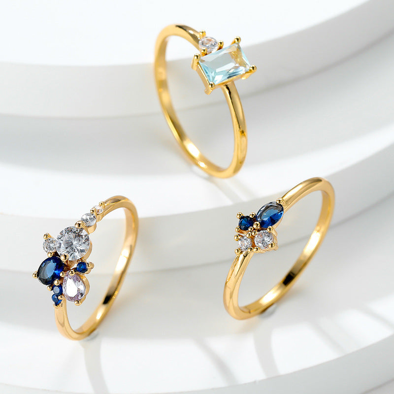 Set of 3 Rings with Topaz