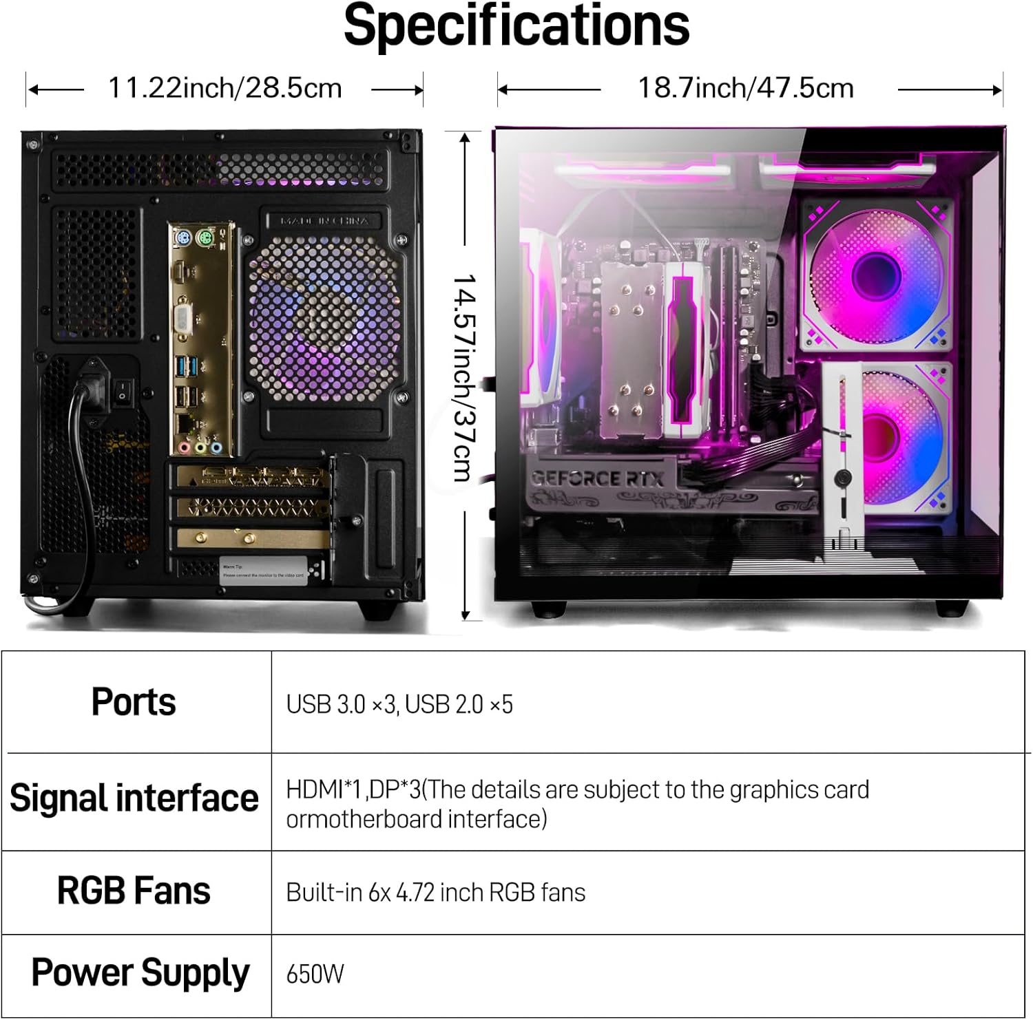 Gaming PC Desktop Ryzen 7 5700X, GeForce RTX 5060, 32G DDR4 RAM, 1TB NVME SSD, Prebuilt Tower Computer for Gaming, Home (Black)