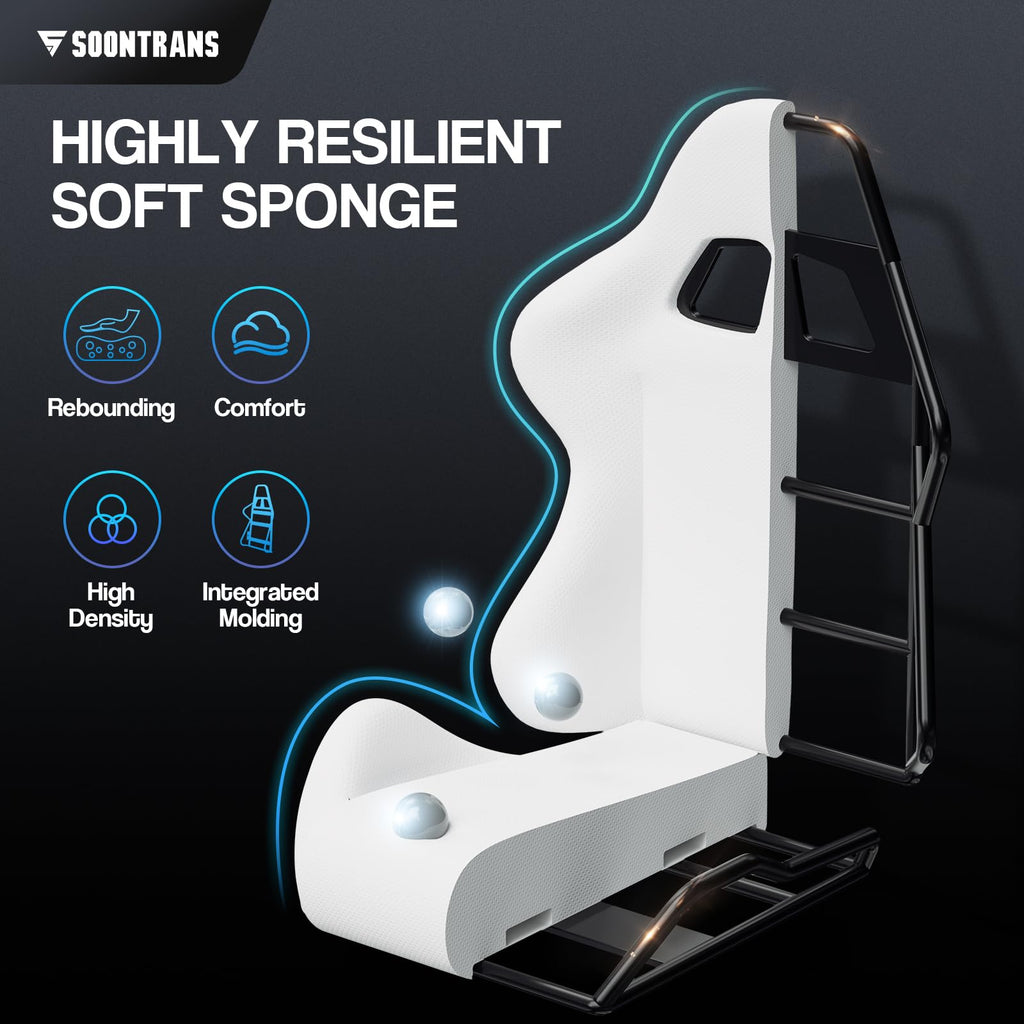 Silla gamer Soontrans con masajeador, reposapiés y reposacabezas, ergonómica, cojín de masaje lumbar, transmisión en vivo de YouTube y PlayStation (azul) 