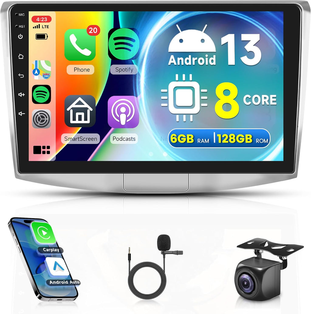 6G+128G 8 Core Wireless Carplay Android Car Radio for VW Magotan/CC Passat B7/B6 2010-2015 10 Inch Car Radio with Android Auto GPS Navi WiFi Mirror Link Bluetooth FM/RDS/DSP Rear Camera