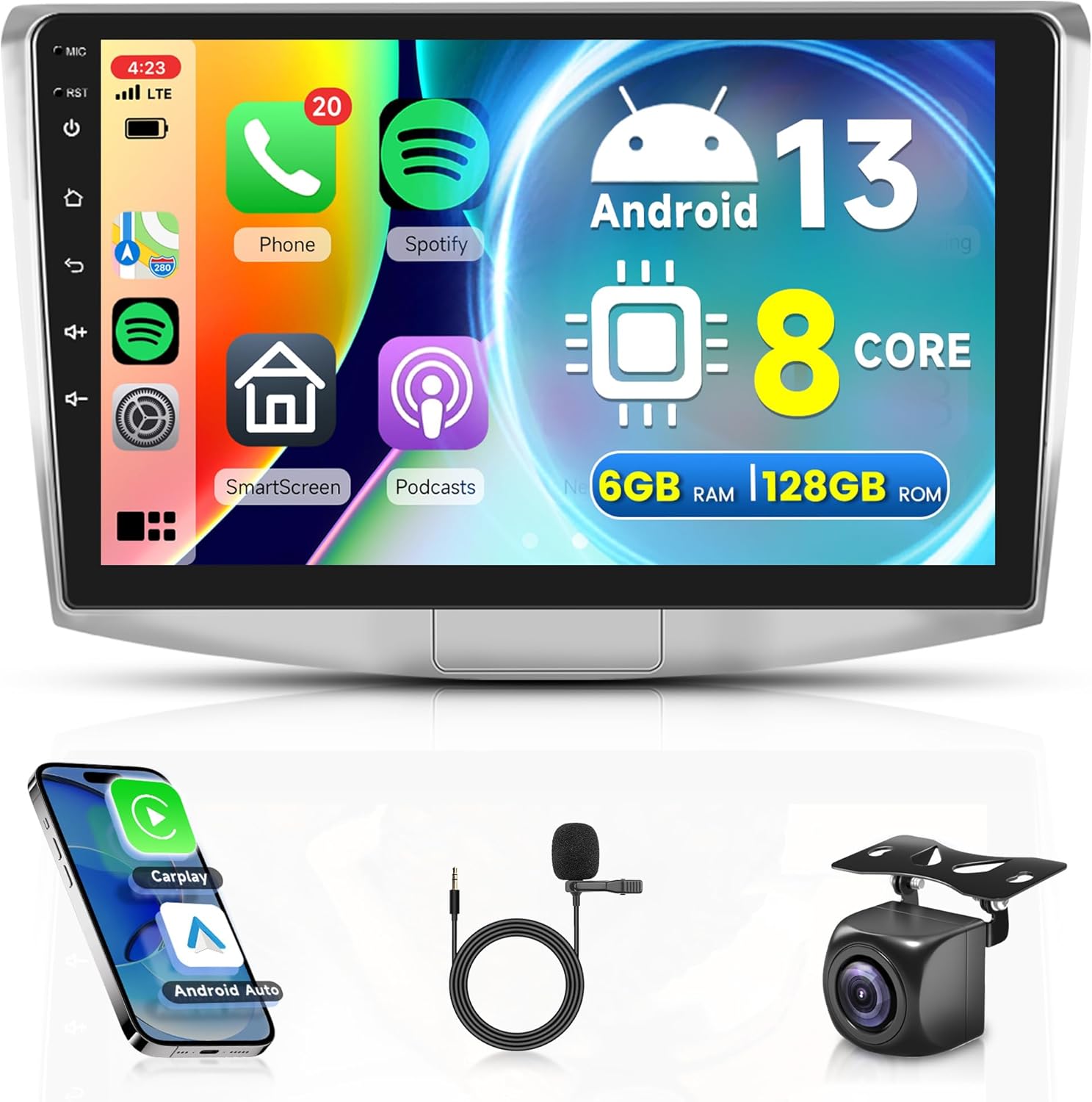 6G+128G 8 Core Wireless Carplay Android Car Radio for VW Magotan/CC Passat B7/B6 2010-2015 10 Inch Car Radio with Android Auto GPS Navi WiFi Mirror Link Bluetooth FM/RDS/DSP Rear Camera