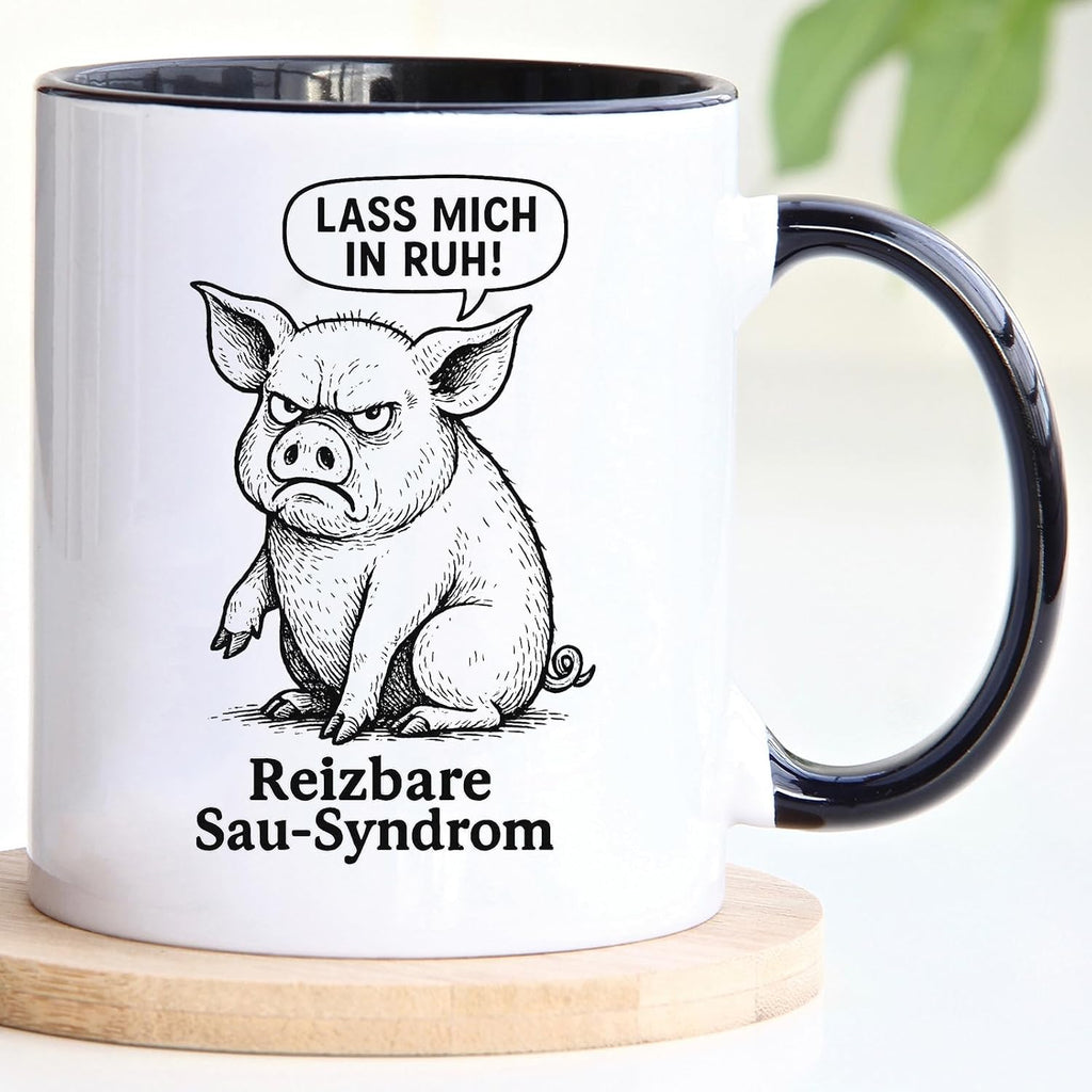 Jungle Mug Caneca divertida com porco | Caneca com síndrome de cerda irritável | Presente divertido para colegas, homens, mulheres, escritório, café e humor