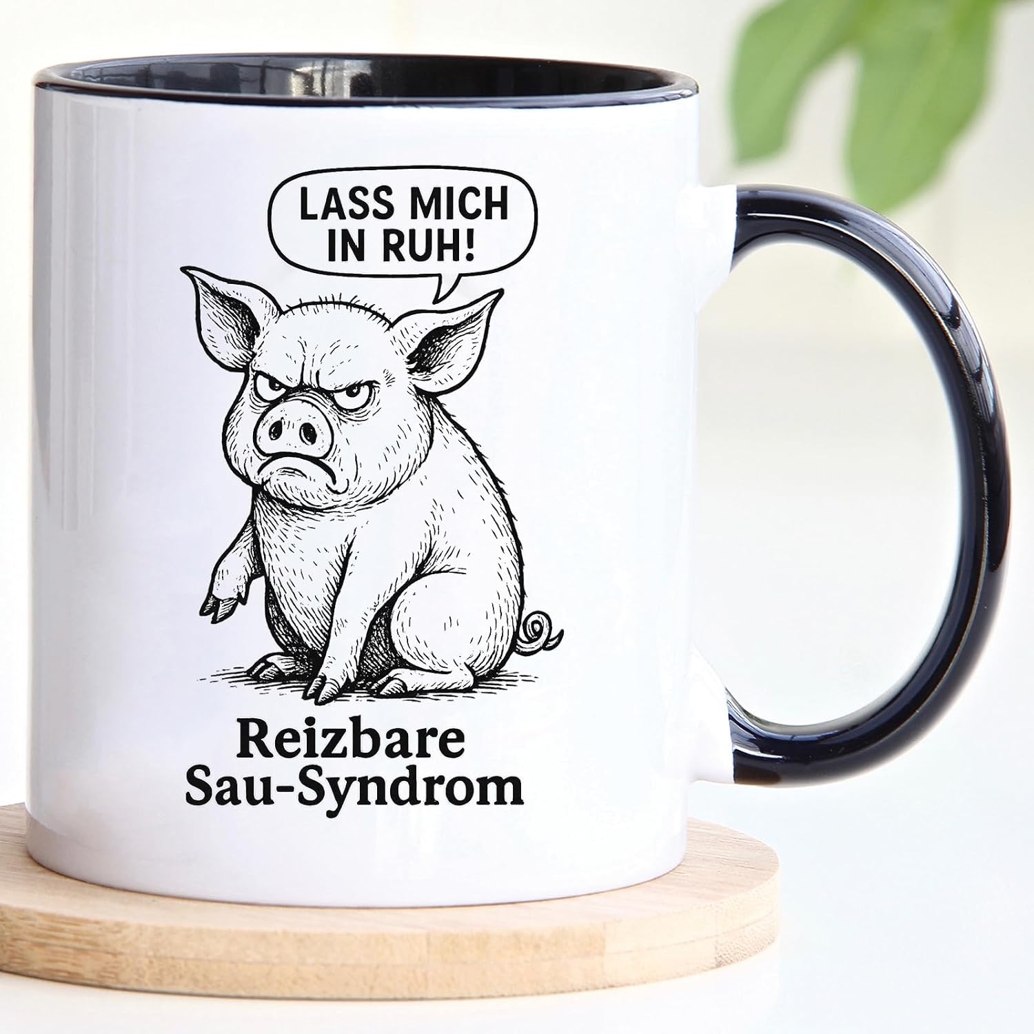 Jungle Mug Caneca divertida com porco | Caneca com síndrome de cerda irritável | Presente divertido para colegas, homens, mulheres, escritório, café e humor