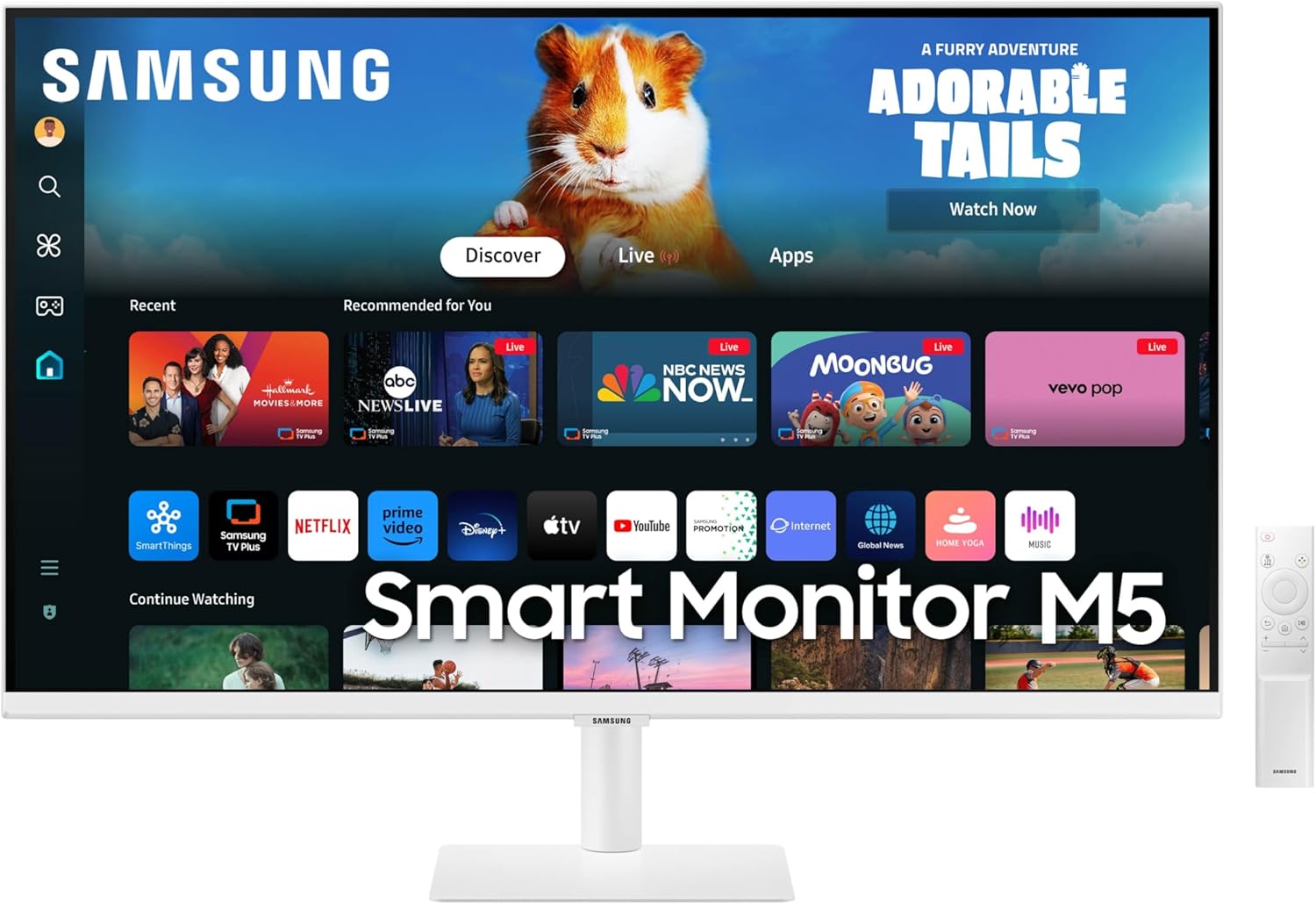 SAMSUNG 27-Inch M5 (M50D) Series FHD Smart Monitor with Streaming TV, Speakers, HDR10, Gaming Hub, Multiple Ports, Workout Tracker, Vision Accessibility Tools, LS27DM501ENXZA, 2024