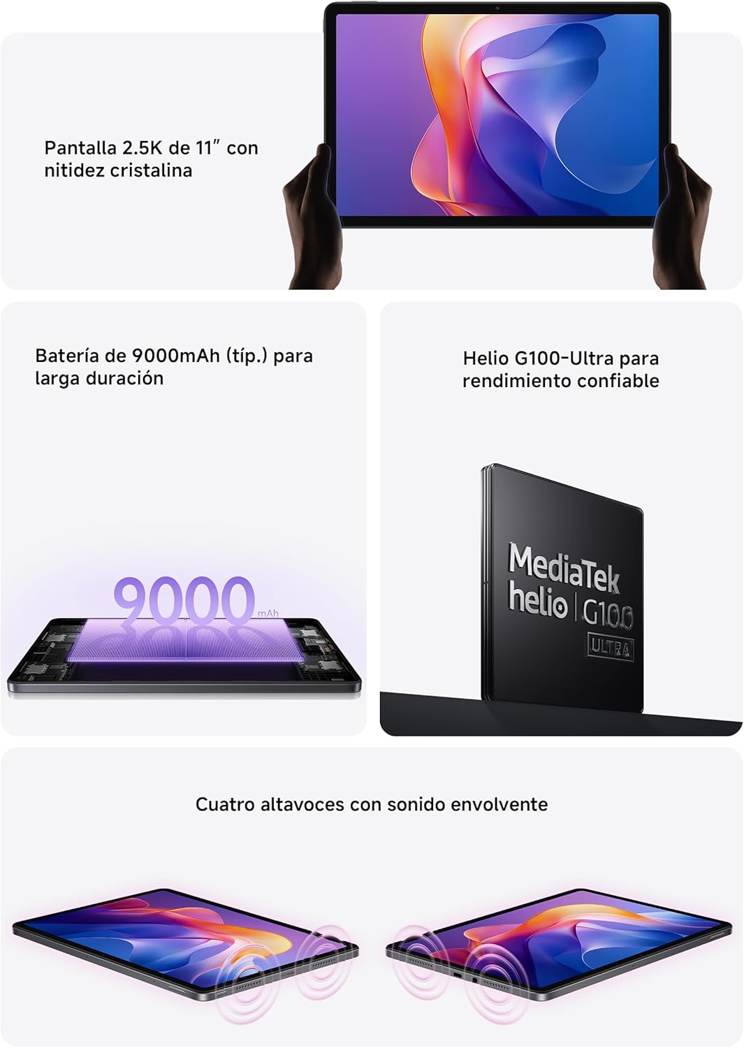 Xiaomi Redmi Pad 2 Only WiFi (No Calls or Text) 11" 2.5K Octa Core 4 Speakers Global ROM 9000mAh Bluetooth 5.3 8MP Model 25040RP0AL (Graphite Gray, 256GB + 8GB)