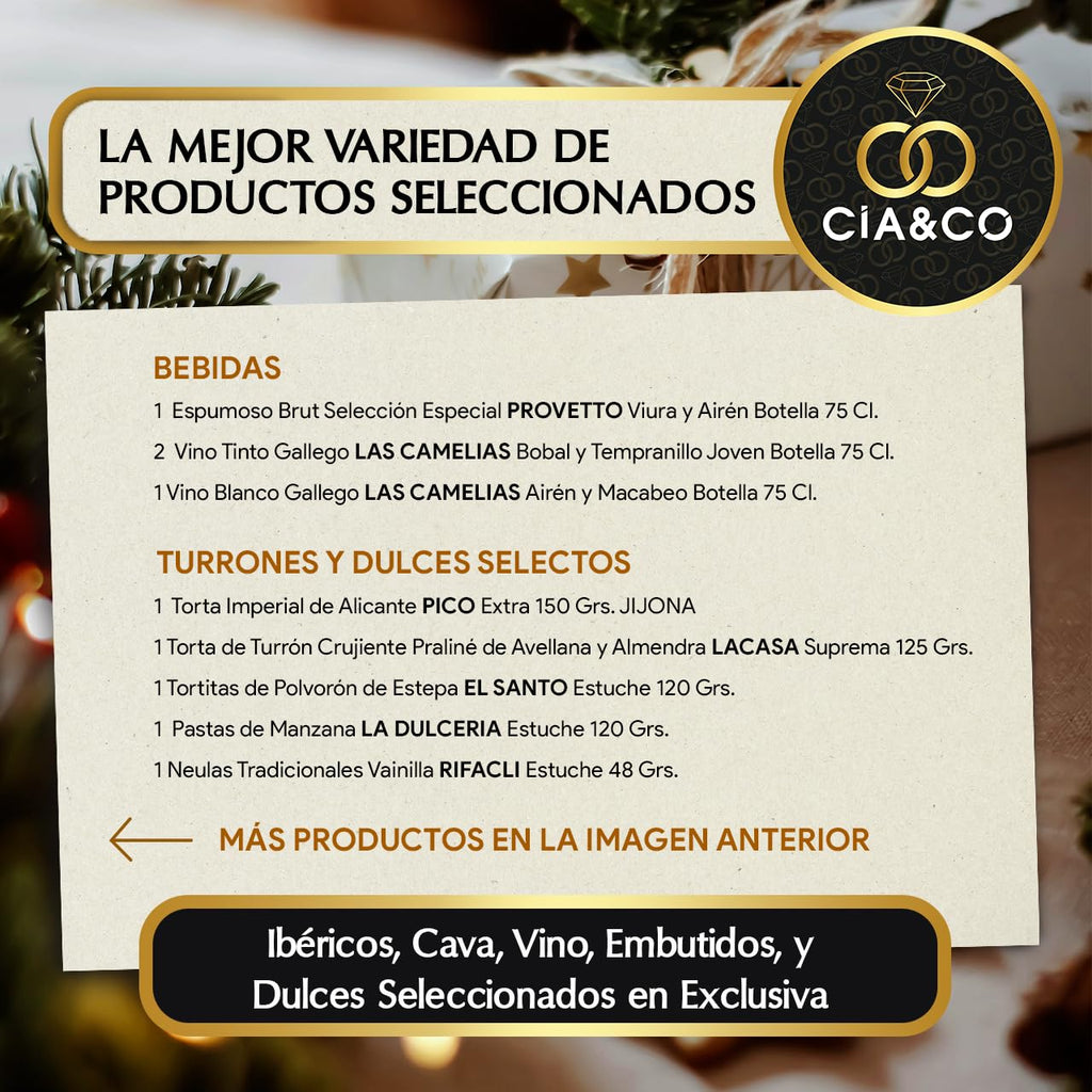 Gourmet Christmas Basket 2025 (Lot 201) · With Wine, Brut, Sweets and Sausages · Includes Customizable Card · Corporate, Family or Personal Gift · Ideal to Surprise This Christmas