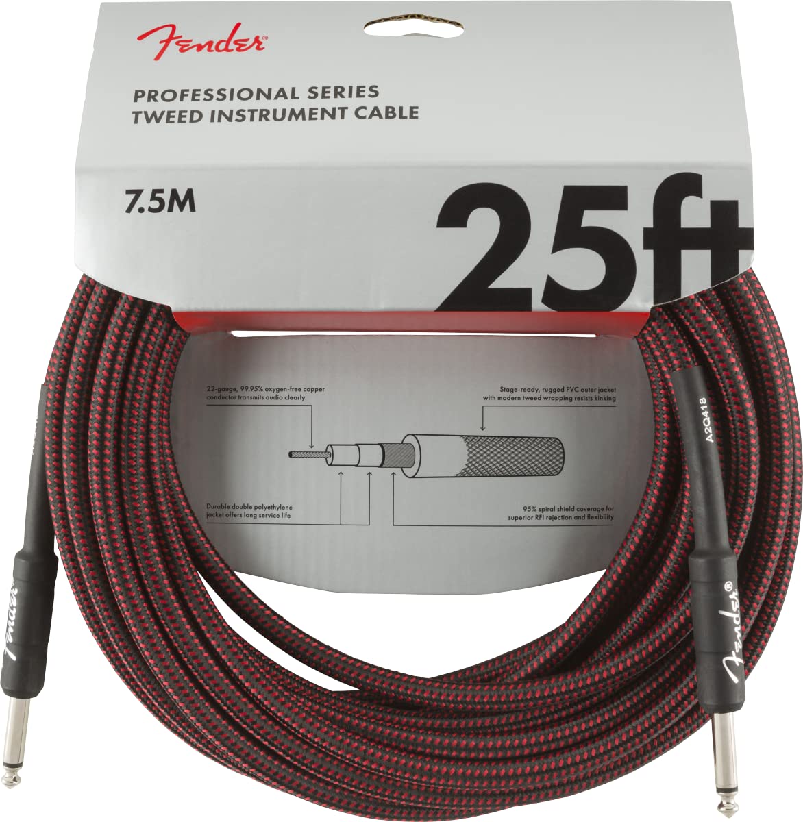 Fender PRO 10 ANGL INST CABLE BLK
