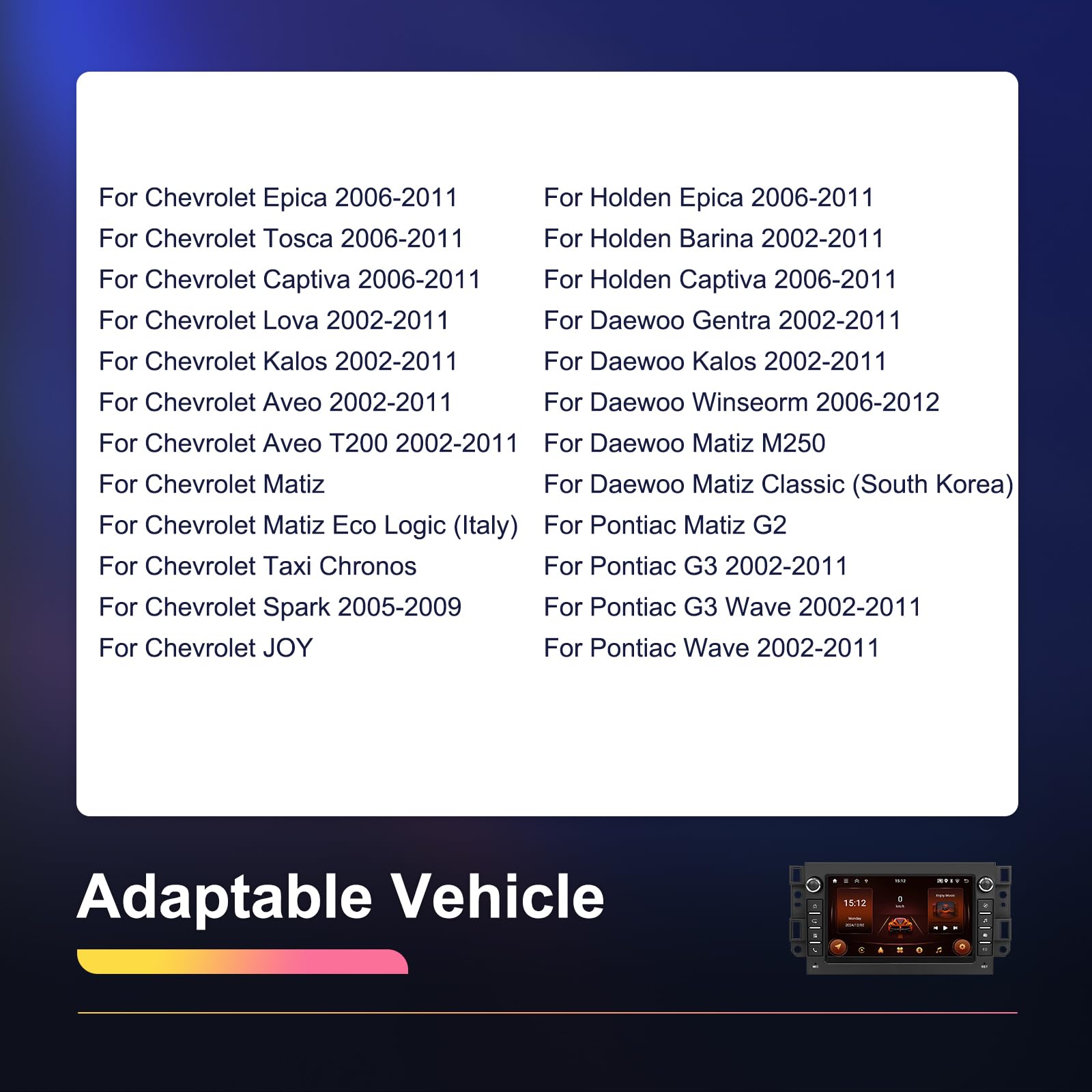 4G+64G Wireless Carplay Android 13 Car Radio 2 Din for Chevrolet Aveo Captiva Epica Holden Daewoo Pontiac 7 Inch Car Radio with Android Auto GPS Navi WiFi Bluetooth FM/RDS Rear Camera