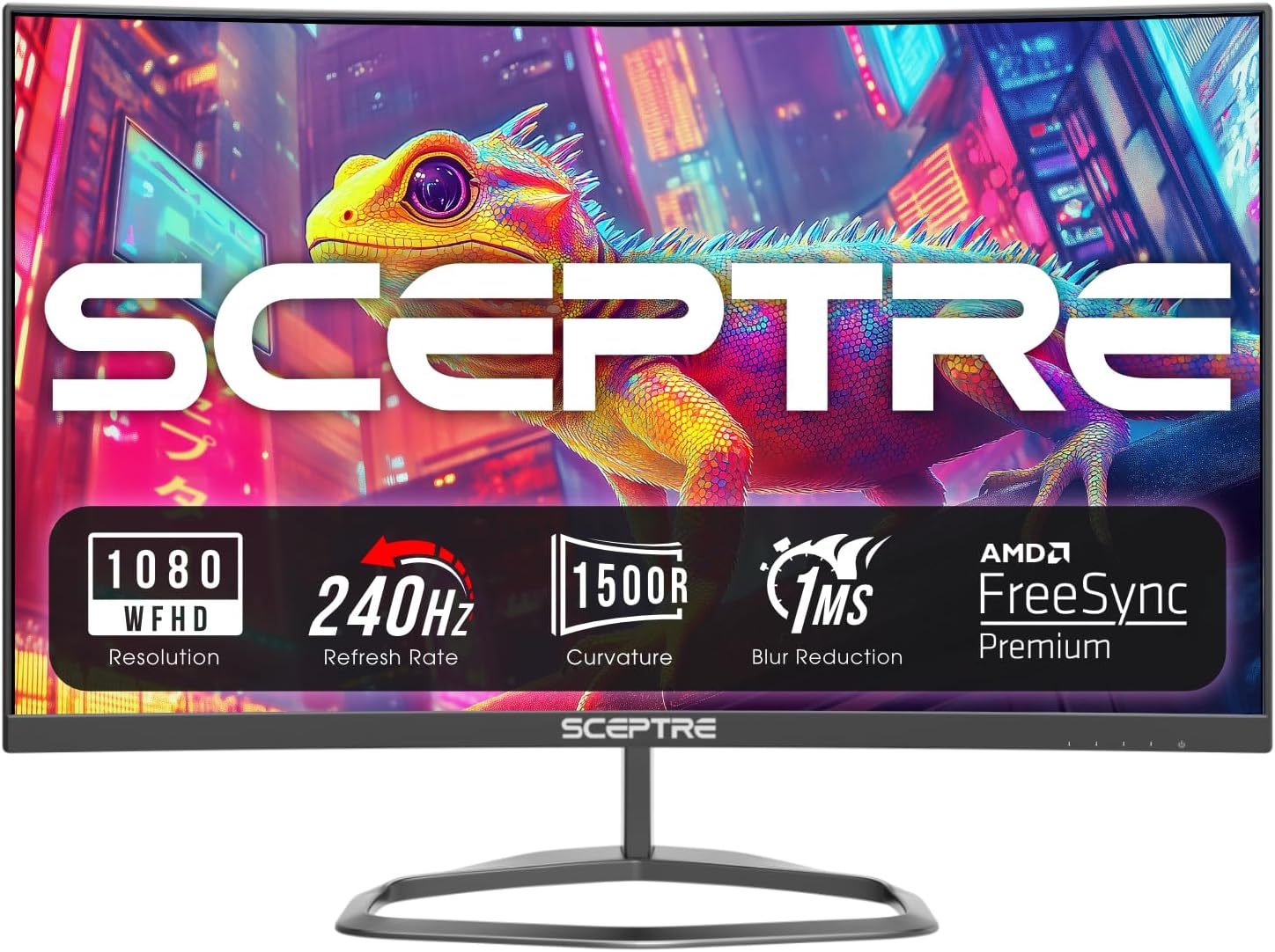 Sceptre New Curved 24.5-inch Gaming Monitor up to 240Hz 1080p R1500 1ms DisplayPort x2 HDMI x2 Blue Light Shift Build-in Speakers, Machine Black 2025 (C255B-FWT240 Series)