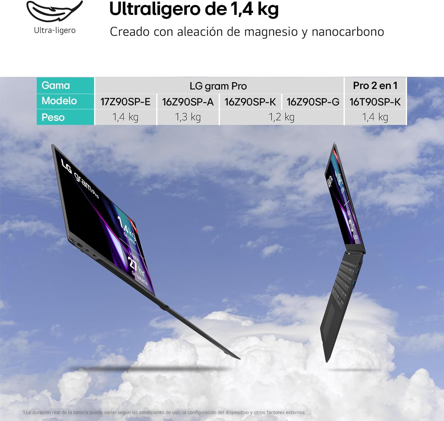 LG gram Pro 17Z90SP-E.AD88B Ultralight Laptop, 43.1 cm, IPS display, Intel Core Ultra 7 processor, 32 GB RAM, 1 TB SSD, up to 27 hours battery life, 1.4 kg, NVIDIA RTX 3050, Windows 11, Men's, Black, QWERTY keyboard 