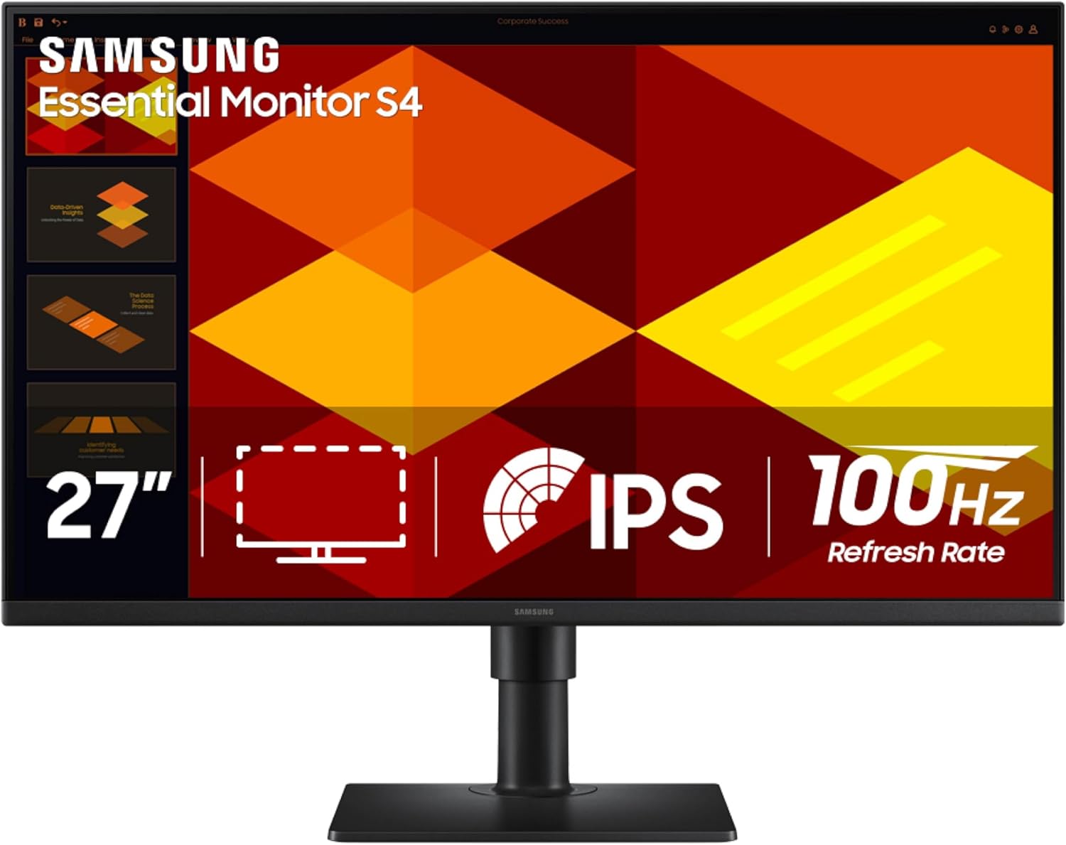 Samsung 22” (S40GD) Borderless Business Monitor with IPS Panel, 100Hz Refresh Rate, Eye Saver Mode, Ergonomic Design, Game Picture Mode, LS22D402GANXGO