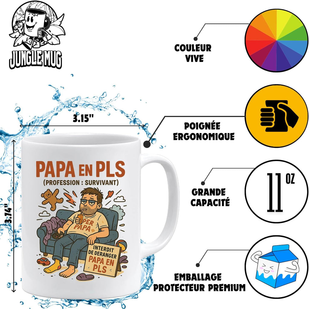 Jungle Mug | Caneca divertida para pai com texto em alemão para homens | presente para o dia do pai | caneca de café para Super Papa Couchheld | Caneca divertida para pais com humor