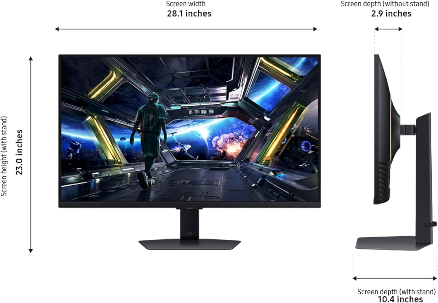Samsung 32” Odyssey G7 (G70D) 4K UHD IPS 144Hz 1ms(GtG) Smart Gaming Monitor, G-Sync Compatible, AMD Freesync Premium, Vivid Colors, Adjustable Stand, Black Equalizer, LS32DG702ENXZA