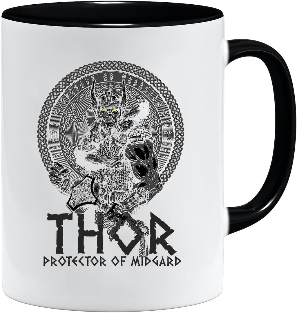 Jungle Mug Caneca Viking nórdica | Caneca de presente para homens idosos, pai, avô, caneca de café, design viking, design de caveira e martelo de Thors (VIKING022)