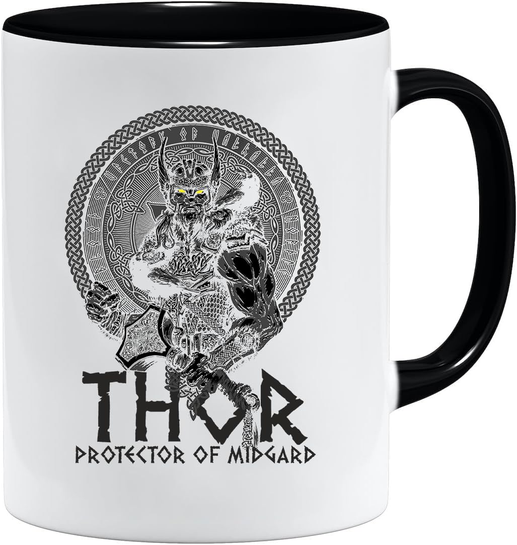 Jungle Mug Caneca Viking nórdica | Caneca de presente para homens idosos, pai, avô, caneca de café, design viking, design de caveira e martelo de Thors (VIKING022)
