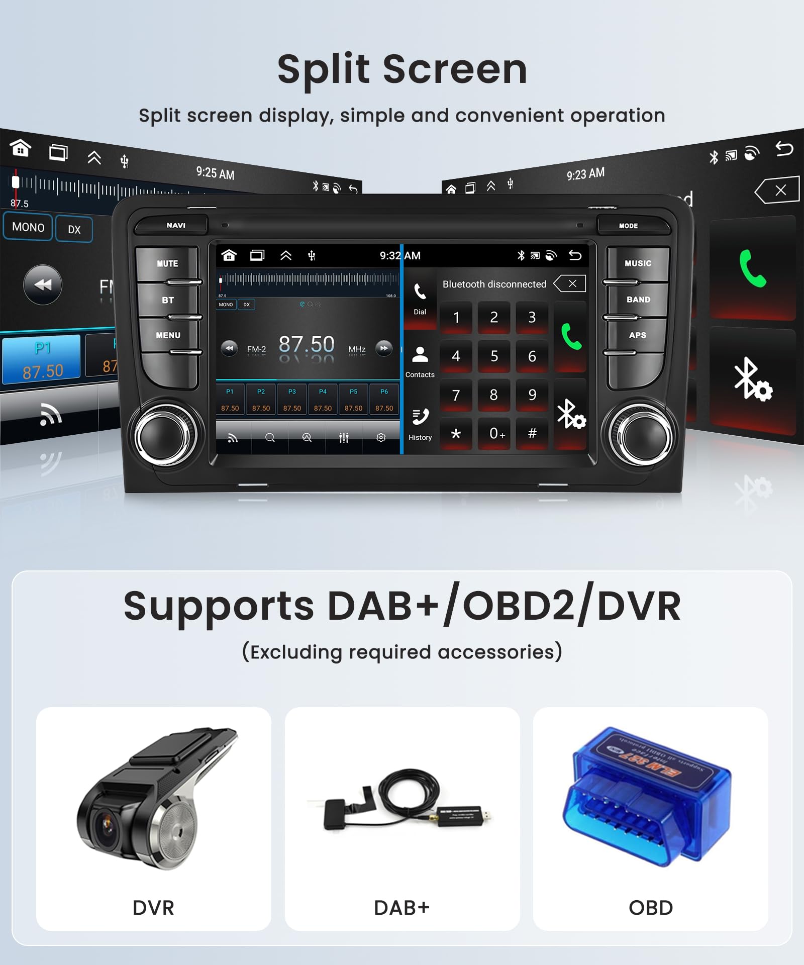 6G+128G 8 Core Wireless Carplay Android Car Radio for Audi A3 8P A3 8P1 S3 RS3 8P RS3 Sportback 7 Inch Car Radio Android Auto GPS Navi WiFi Mirror Link Bluetooth FM/RDS/DSP Rear Camera