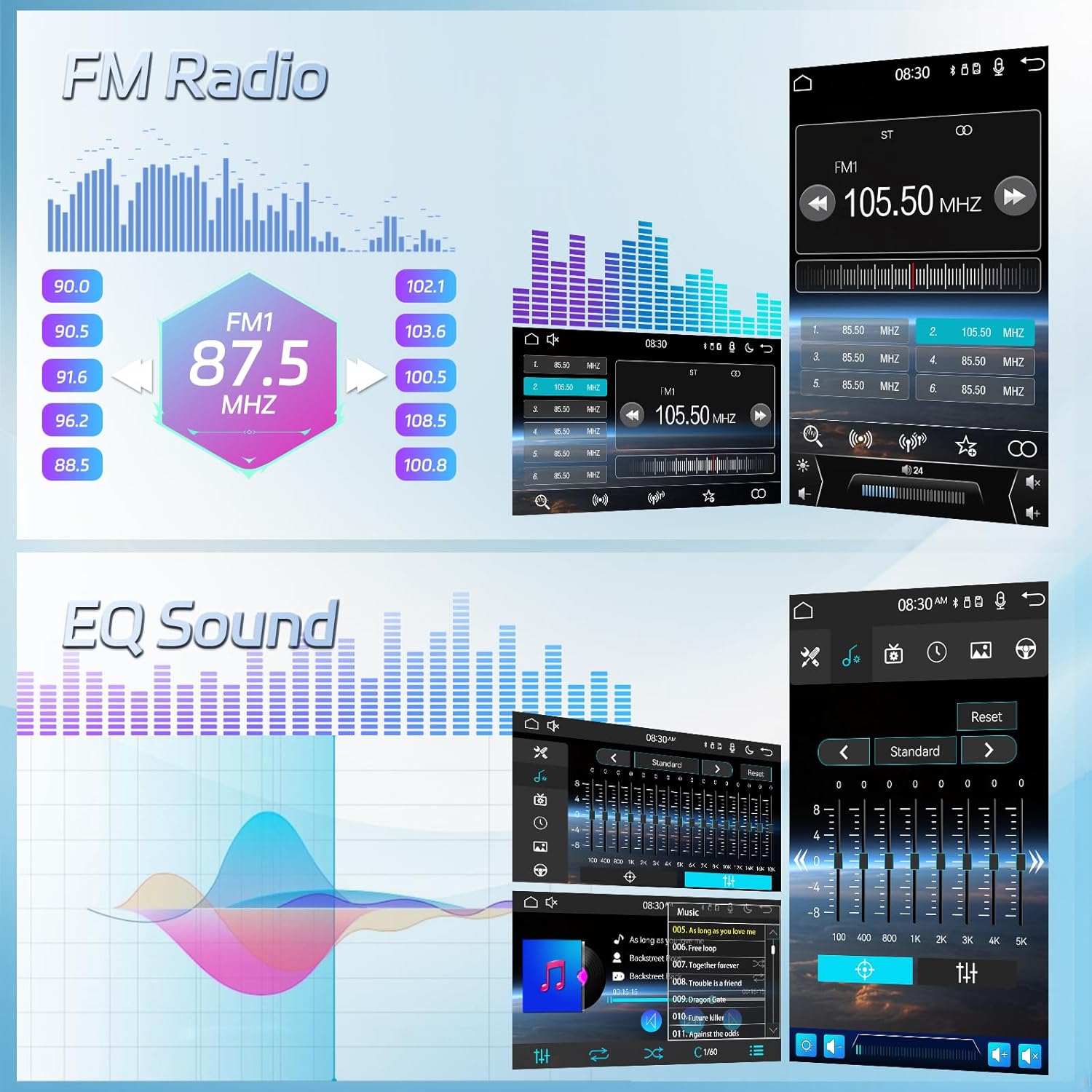 1 DIN Radio with Wireless Carplay & Android Auto Screen – 10.4 Inch Rotatable Car Radio Touch Screen with Mirror Link, FM Radio, USB/AUX/SD Input + Reverse Camera