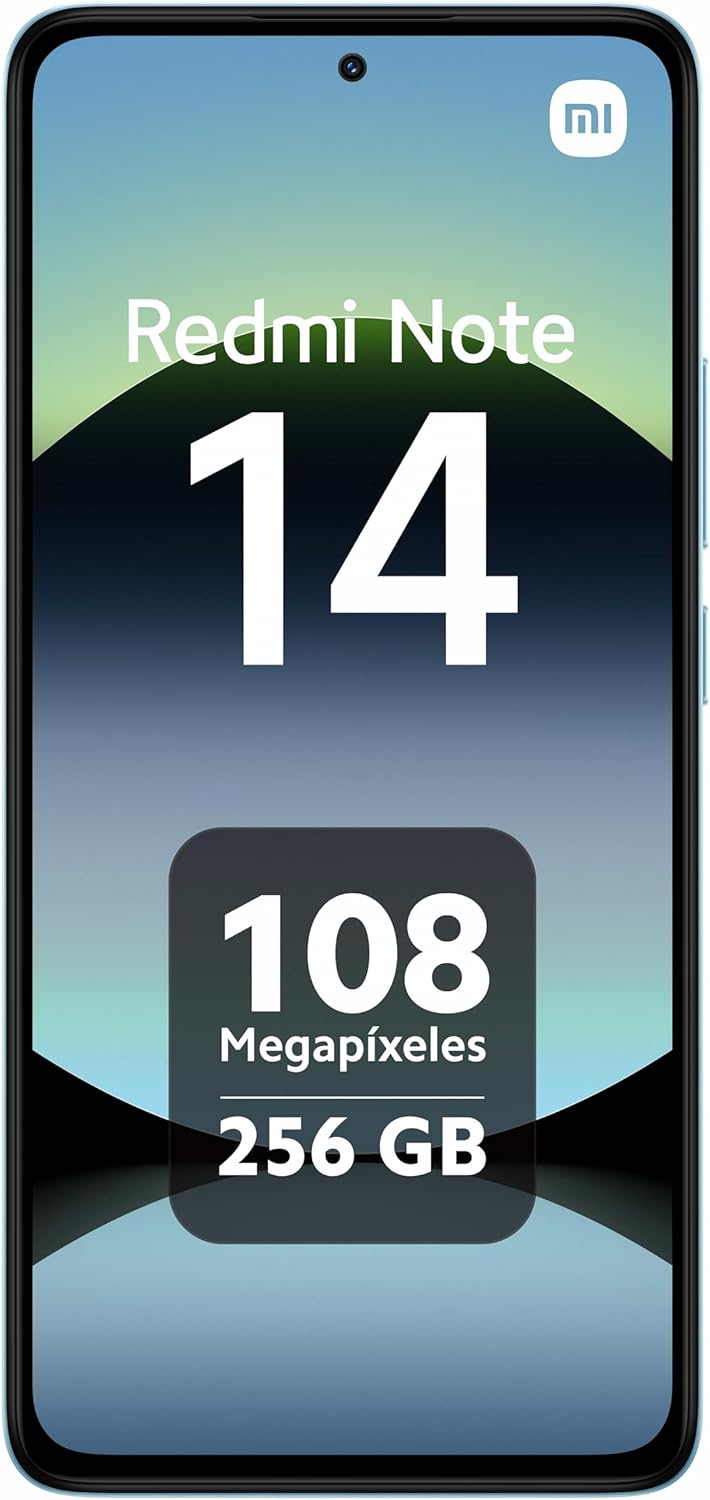 XIAOMI Redmi Note 14 - Smartphone de 8+256GB, Pantalla de 6.67" AMOLED FHD+ 120Hz, MediaTek Helio G99-Ultra, cámara de 108MP, TurboCharge 33W, 5500 mAh, Cargador no Incluido, Azul (Versión ES)