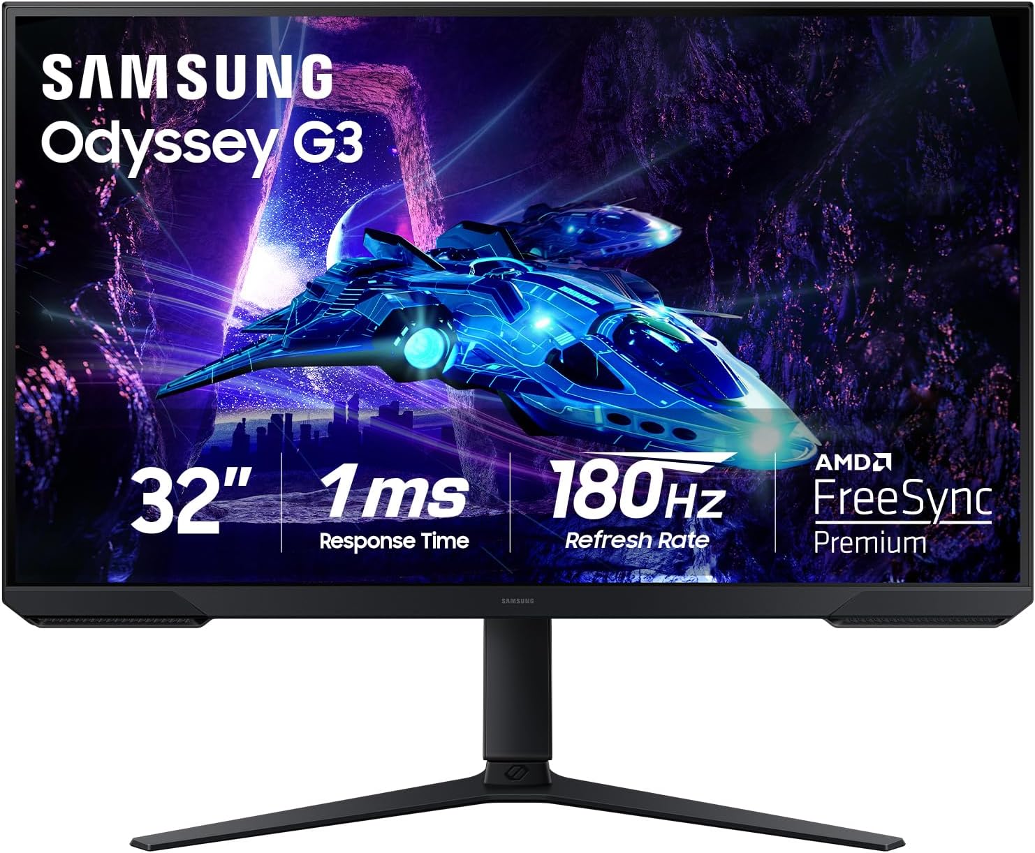 Samsung 27-Inch Odyssey G3 (G30D) Series FHD Gaming Monitor, 1ms, 180Hz, AMD FreeSync, Adjustable Stand, Black Equalizer, Virtual Aim Point, Eye Saver Mode, Flicker-Free, LS27DG302ENXZA