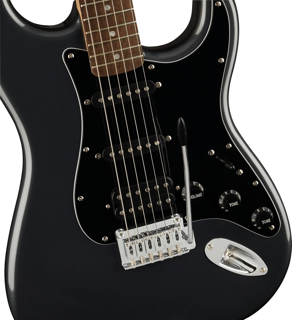 Squier by Fender Pack Affinity HSS, Charcoal Frost Metallic, con amplificador, pack de guitarra eléctrica, Incluye cursos virtuales gratuitos en Fender Play