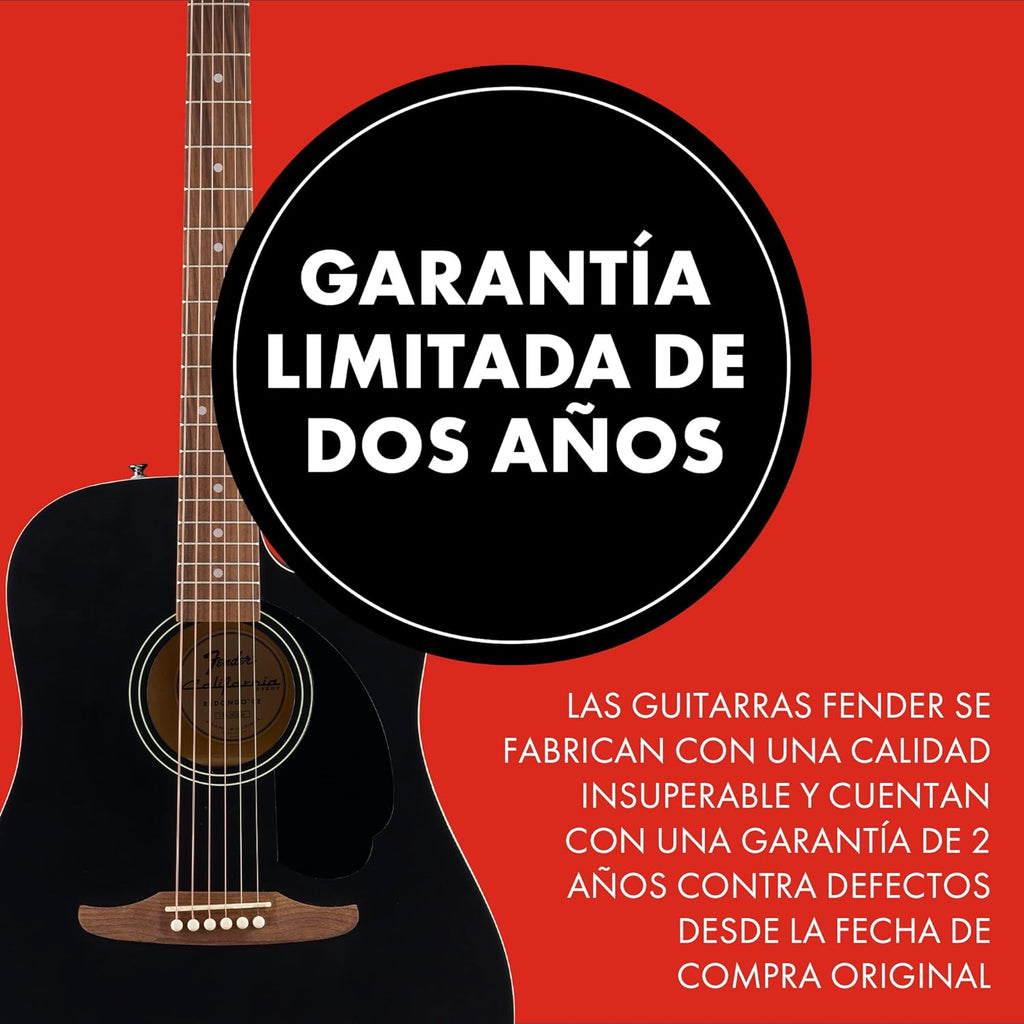 Fender CA Debut Guitarra Redondo Dreadnought CE Acústica, Guitarra para Principiantes, con 2 Años de Garantía, Black