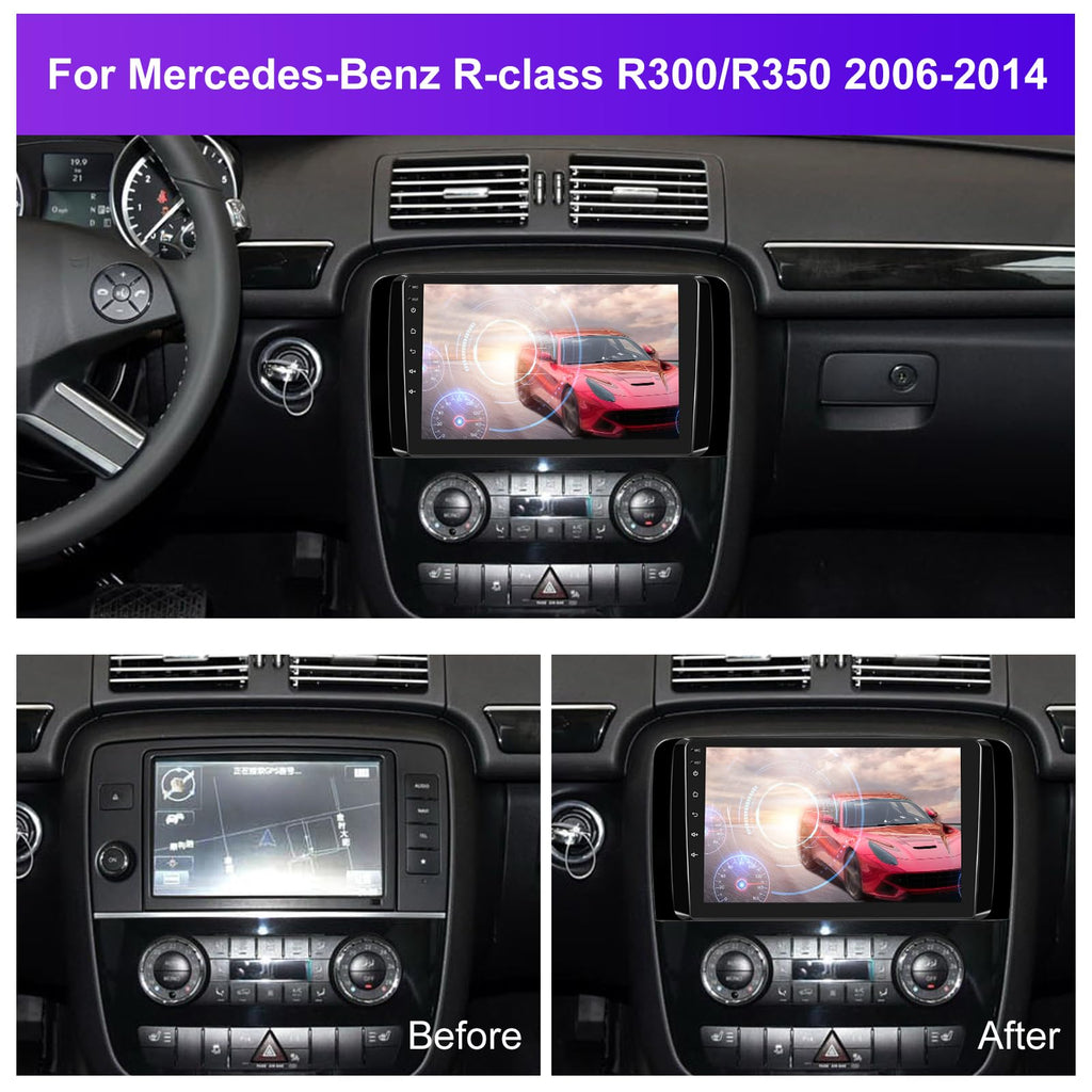 2G+64G Wireless Carplay Android Car Radio for Mercedes Benz R Class W251 R280 R300 R320 R350 R63 2005-2017 9 Inch Radio with Android Auto Navi GPS WiFi Bluetooth FM/RDS/SWC Rear Camera