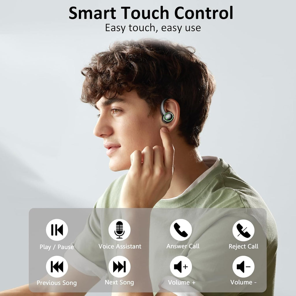 Bluetooth Headphones, Mpermeable Wireless Noise Cancelling Headphones ENC and 4 HD Mics, Sports Bluetooth Headphones with HiFi Stereo, Wireless Earbuds with Display