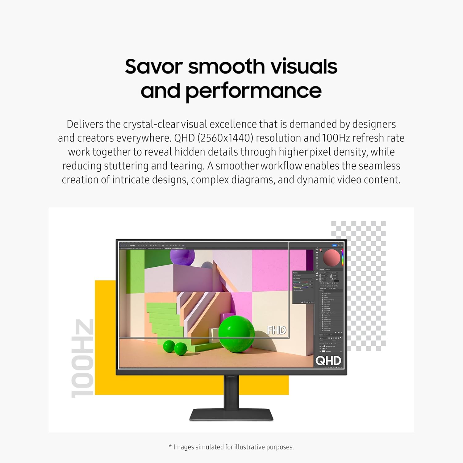 SAMSUNG 32" ViewFinity S6 (S60D) Series QHD High Resolution Computer Monitor, 100Hz, HDR10, Multiple Ports w/ HDMI, DisplayPort, USB-A, Easy Setup, Height Adjustable Stand, LS32D606EANXGO, 2024