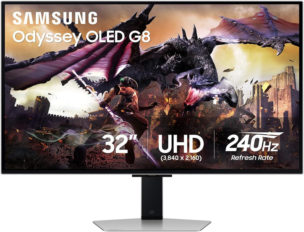 Samsung 32" Odyssey OLED G8 (G80SD) Series 4K UHD Smart Gaming Monitor w QD-OLED, 240Hz 0.03ms, G-Sync Compatible, Glare-Free Display, Sleek Metal Design, LS32DG800SNXZA, 3 Yr Warranty