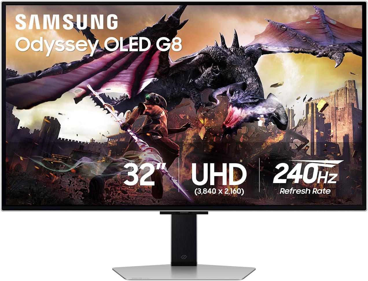 Samsung 32" Odyssey OLED G8 (G80SD) Series 4K UHD Smart Gaming Monitor w QD-OLED, 240Hz 0.03ms, G-Sync Compatible, Glare-Free Display, Sleek Metal Design, LS32DG800SNXZA, 3 Yr Warranty