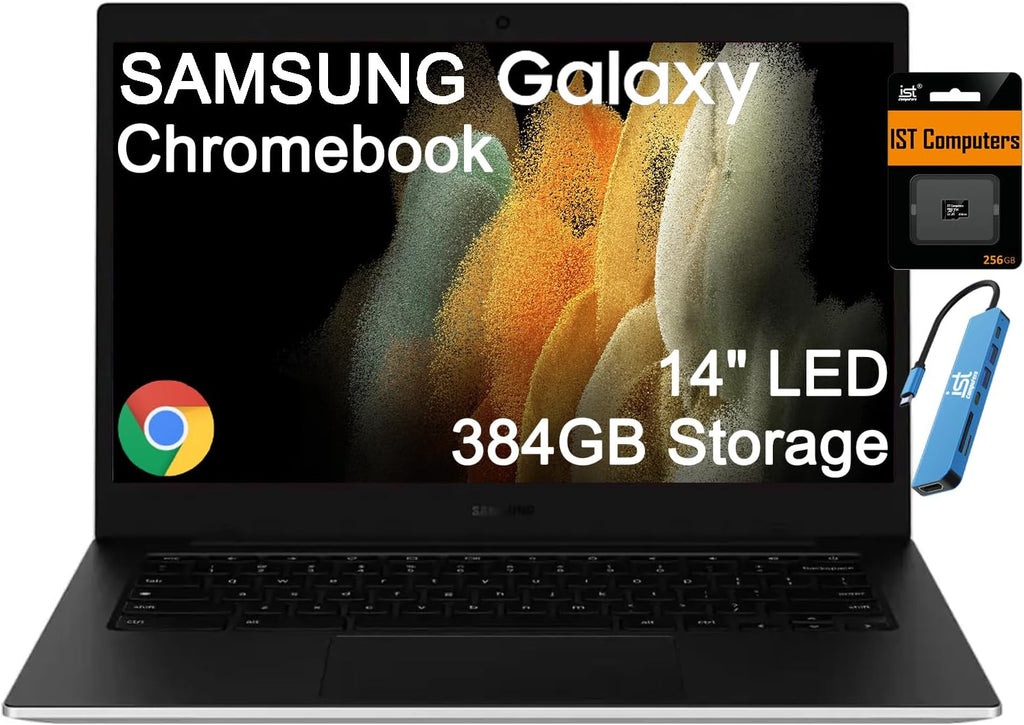 Samsung 14" Galaxy Chromebook Go Laptop PC Computer, Intel Celeron N4500 Processor, 4GB RAM, 64GB Storage, ChromeOS, XE340XDA-KA2US, Student Laptop, Silver