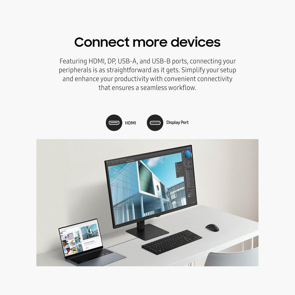 SAMSUNG 27-Inch ViewFinity S7 (S70D) Series 4K UHD High Resolution Monitor with HDR10, Multiple Ports, Easy Setup Stand, Advanced Eye Care, LS27D702EANXGO, 2024