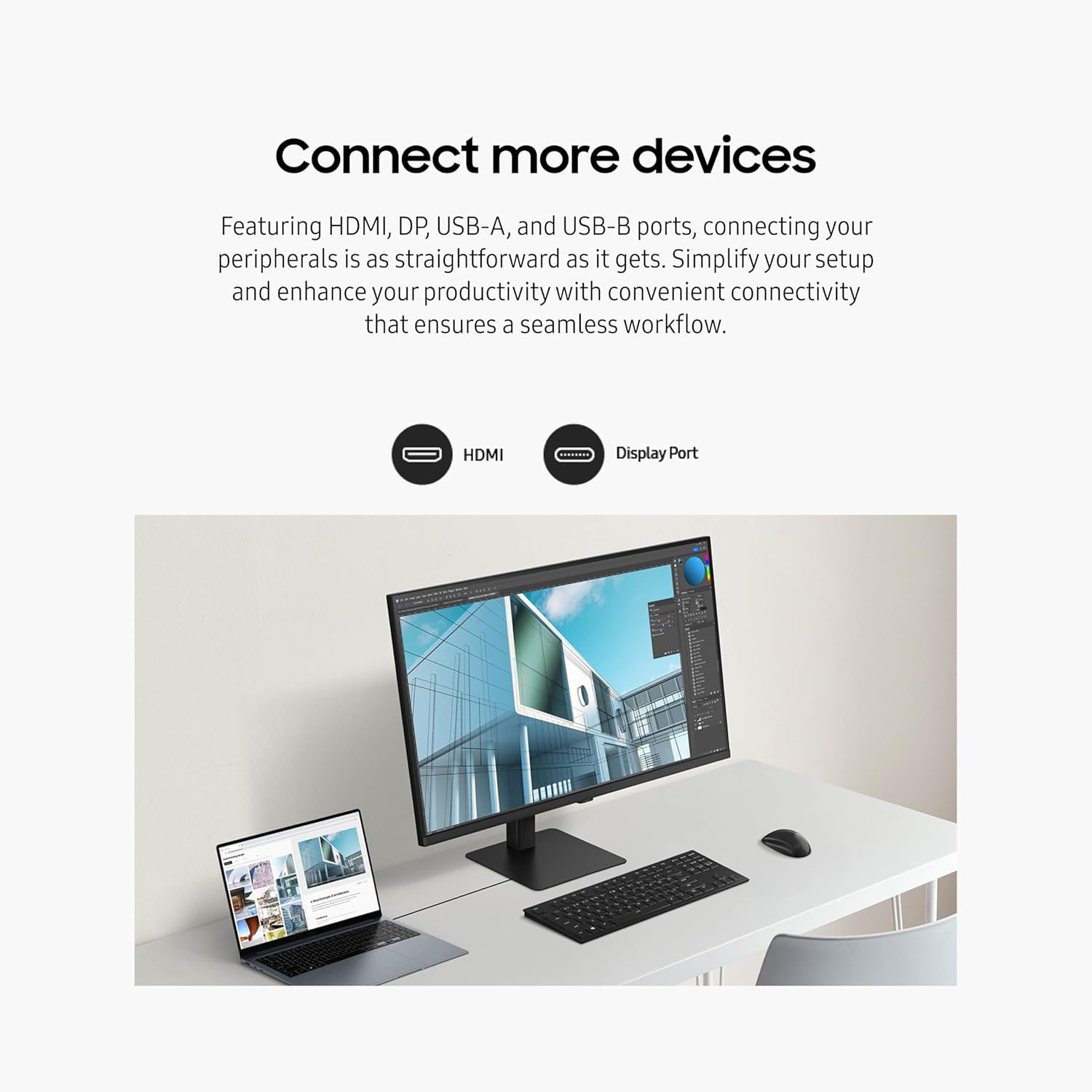 SAMSUNG 27-Inch ViewFinity S7 (S70D) Series 4K UHD High Resolution Monitor with HDR10, Multiple Ports, Easy Setup Stand, Advanced Eye Care, LS27D702EANXGO, 2024