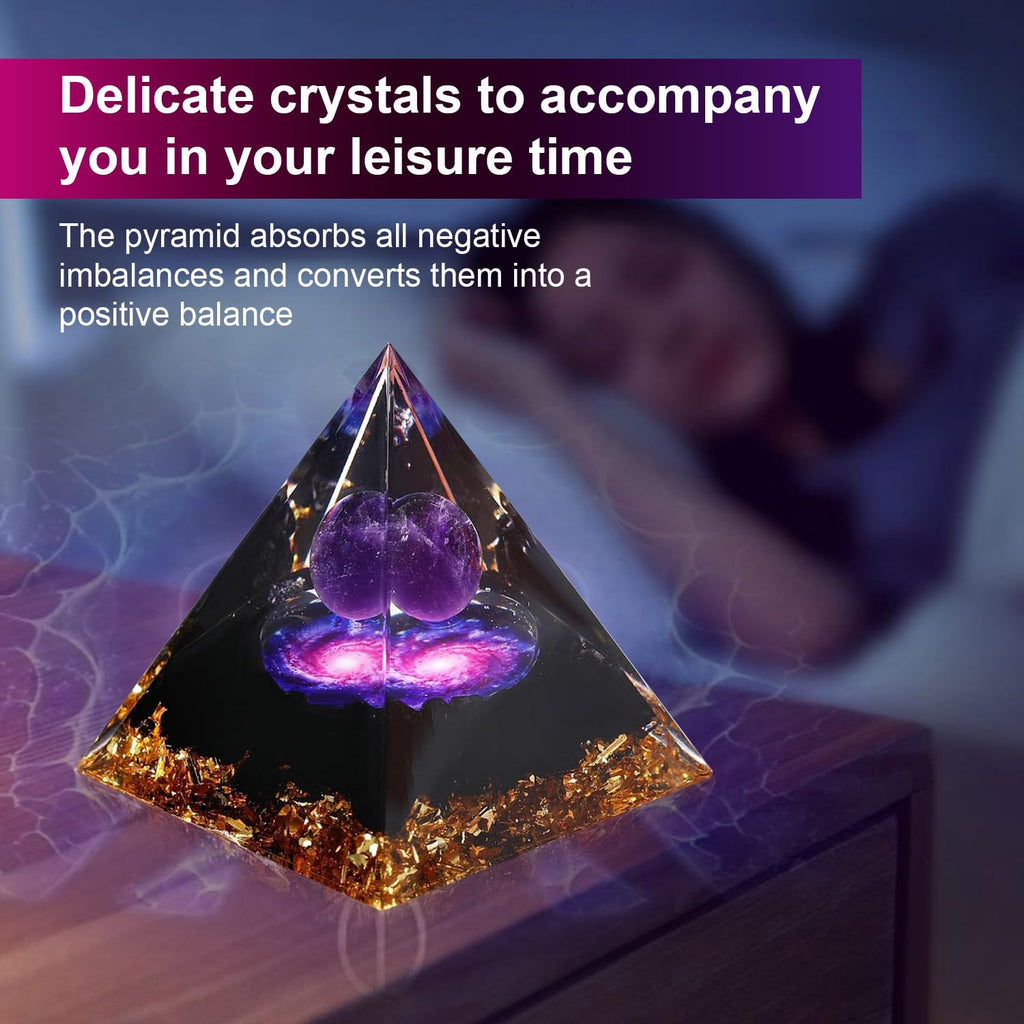 1 Piece Orgonite Authentic Orgonite Pyramid Orgonite Pyramid 3D Resin Pyramid Craft Crystal Crushed Stone Decoration Desk Living Room Bedroom Office