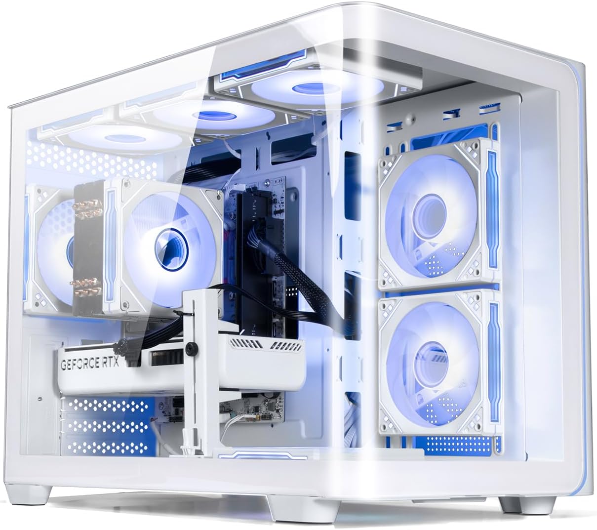 Pre Built Gaming PC Ryzen 5 5500 3.6GHz,(6Core 12Threads Up to 4.2G),Radeon RX6500XT 4G,DDR4 16G Nvme 512G SSD,WiFi 6 Tower Desktop Computer for Home and Office