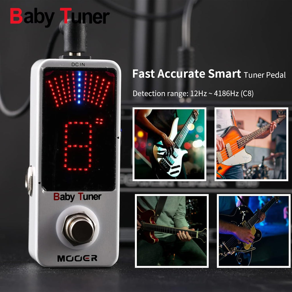 MOOER Tuner Pedal, Baby Tuner Guitar Pedal Mute Function Micro Tuner Tuning Pedal for Electric Instruments Electro-Acoustic Instruments