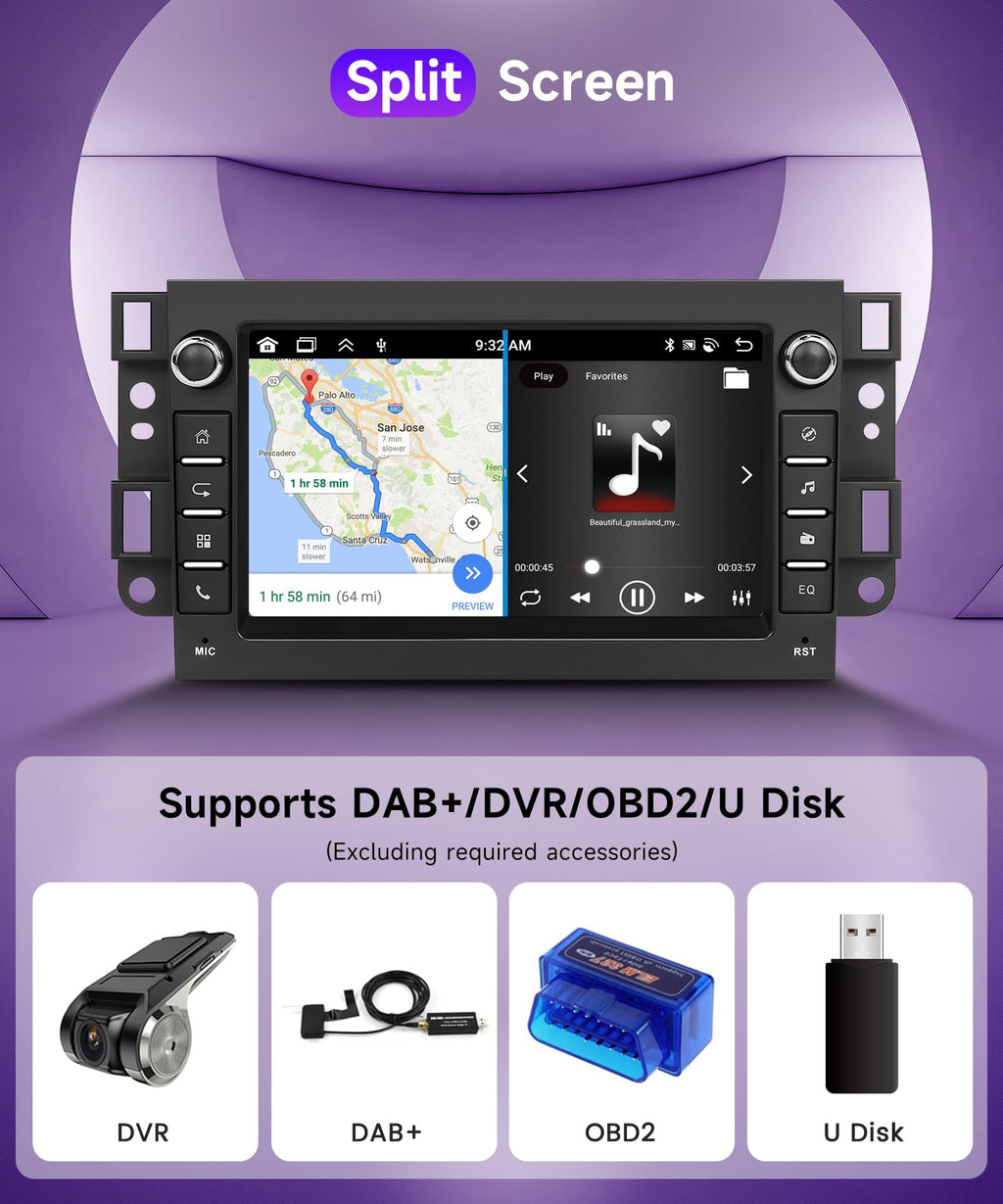 4G+64G Wireless Carplay Android 13 Car Radio 2 Din for Chevrolet Aveo Captiva Epica Holden Daewoo Pontiac 7 Inch Car Radio with Android Auto GPS Navi WiFi Bluetooth FM/RDS Rear Camera