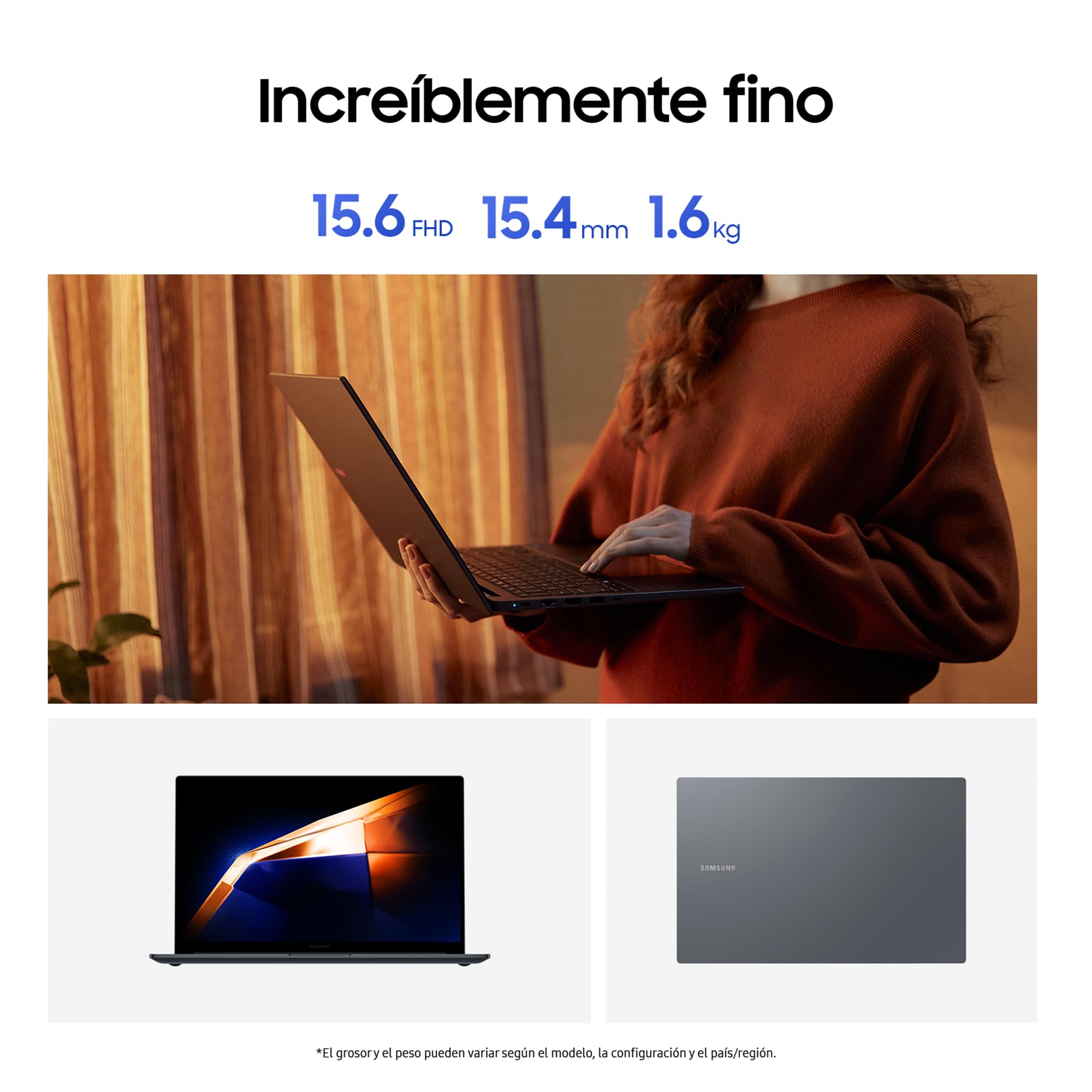Samsung Galaxy Book4 Edge, computador portátil IA Copilot+, PC HDR de 16", Snapdragon X Elite X1E-84-100, 16GM RAM, 1TB SSD, Qualcomm Adreno GPU, Windows 11 Home, azul, teclado QWERTY espanhol
