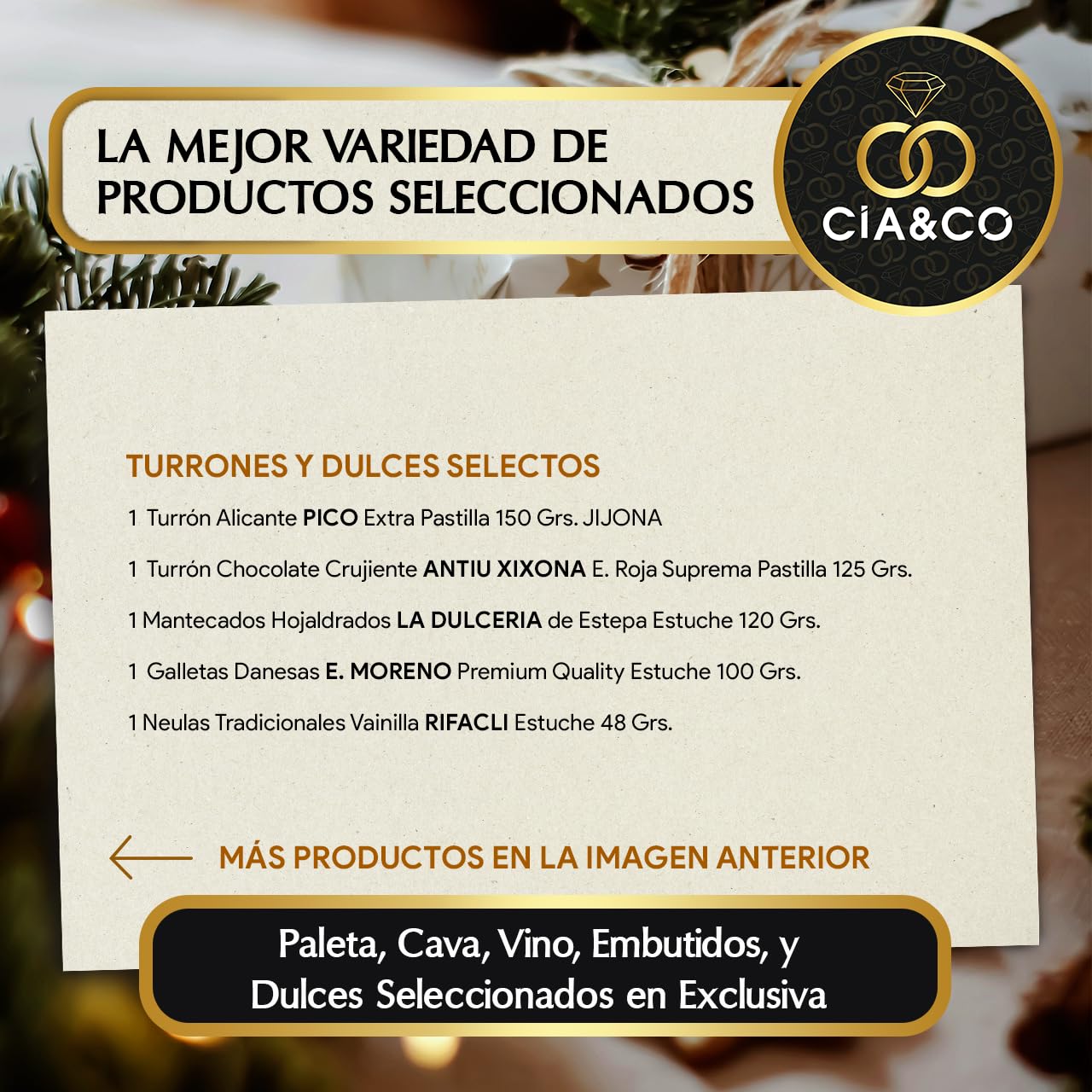 Gourmet Christmas Basket 2025 (Lot 201) · With Wine, Brut, Sweets and Sausages · Includes Customizable Card · Corporate, Family or Personal Gift · Ideal to Surprise This Christmas