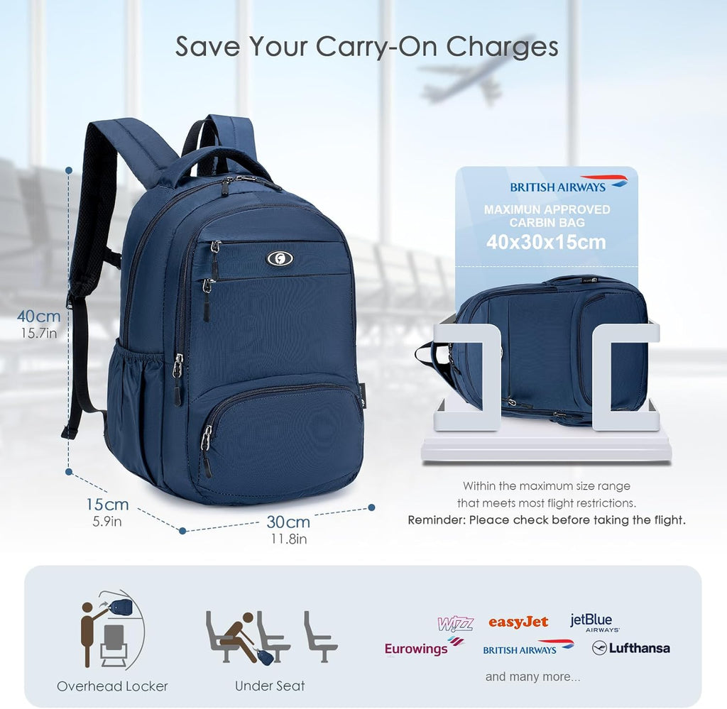 SPAHER Mochila viagem cabine avião 40 x 30 x 15 mala de cabine mochila portátil mochila British Airways 40 x 30 x 15 Eurowings mala pequena mochila de caminhada ao ar livre para homem e mulher 20 L