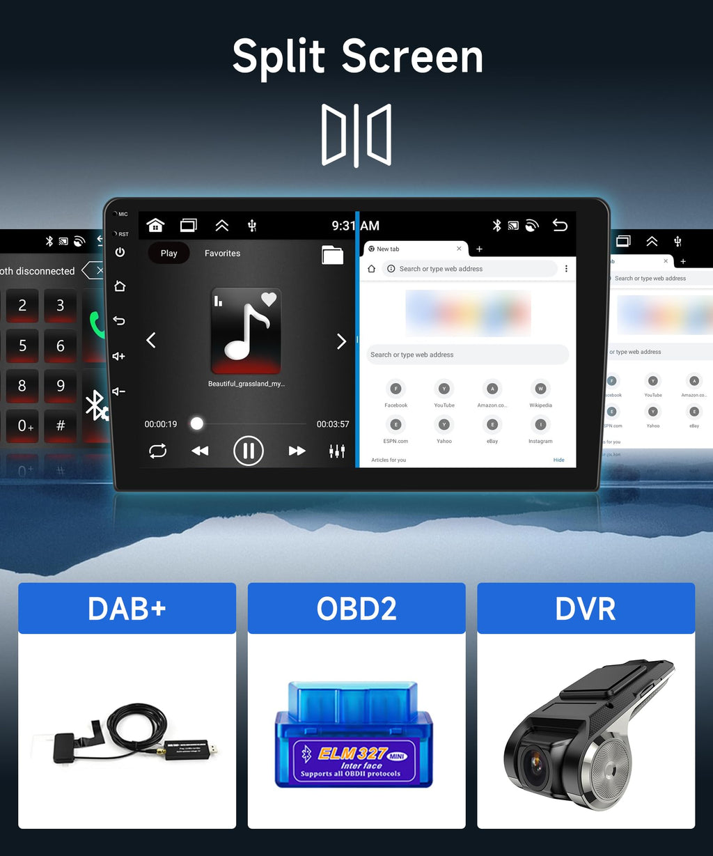 2G+64G Wireless Carplay Android Car Radio for Renault Dacia Logan 2 Sandero B52 2012-2019 9 Inch Radio with Android Auto Navi GPS WiFi Mirror Link Bluetooth FM/RDS/Dab/SWC Rear Camera